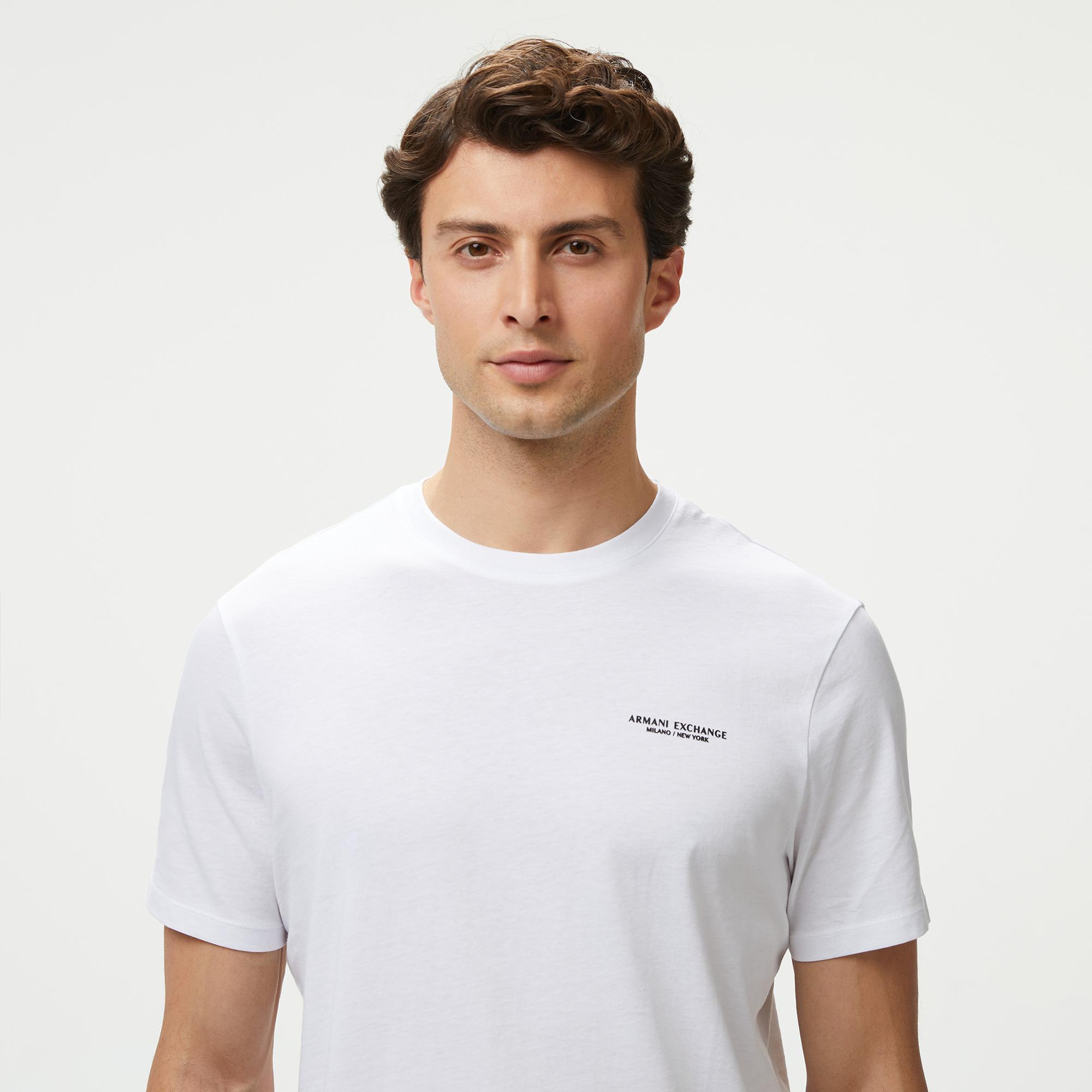 Armani Exchange Erkek Beyaz Bisiklet Yaka T-Shirt