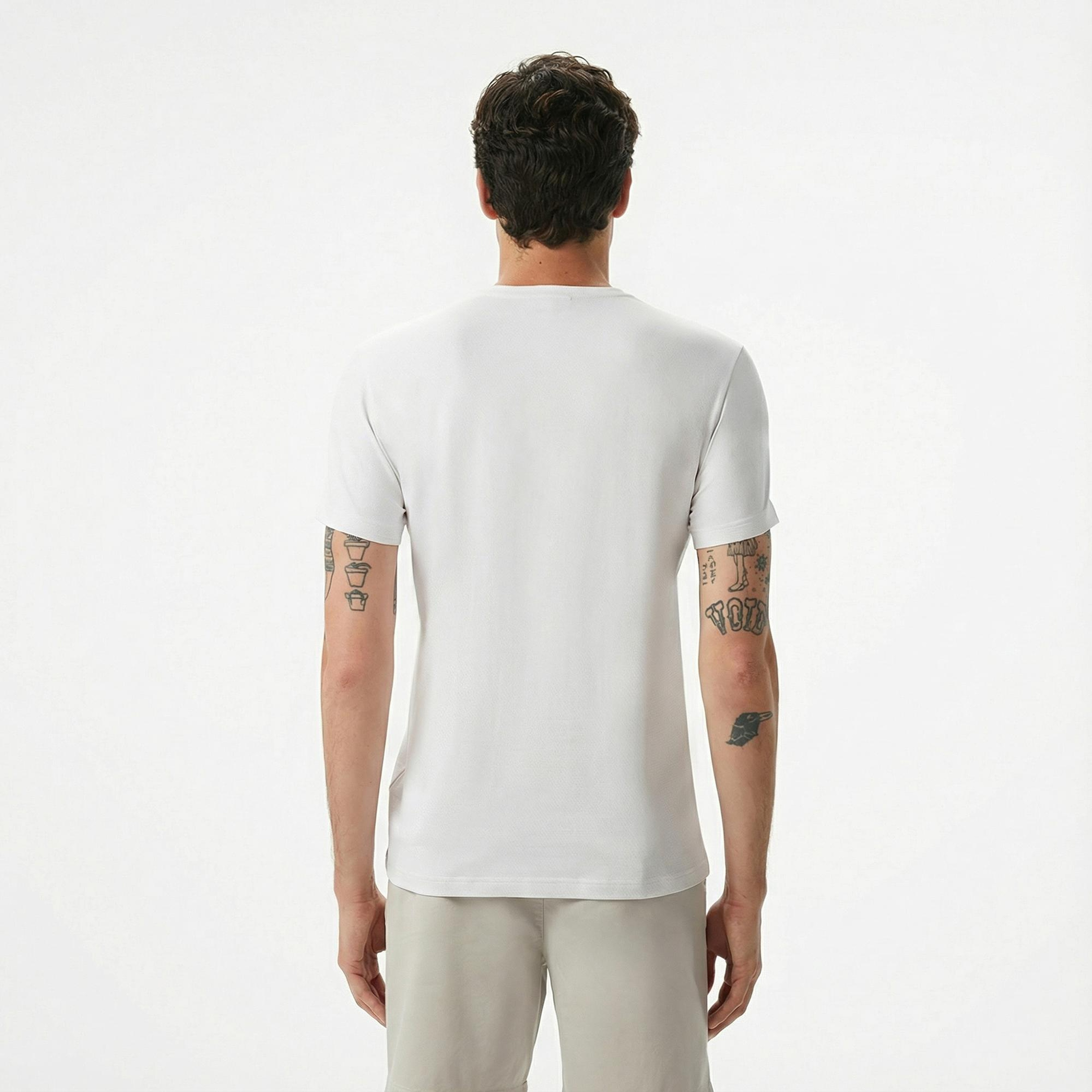 Lacoste Erkek Slim Fit Bisiklet Yaka Beyaz T-Shirt