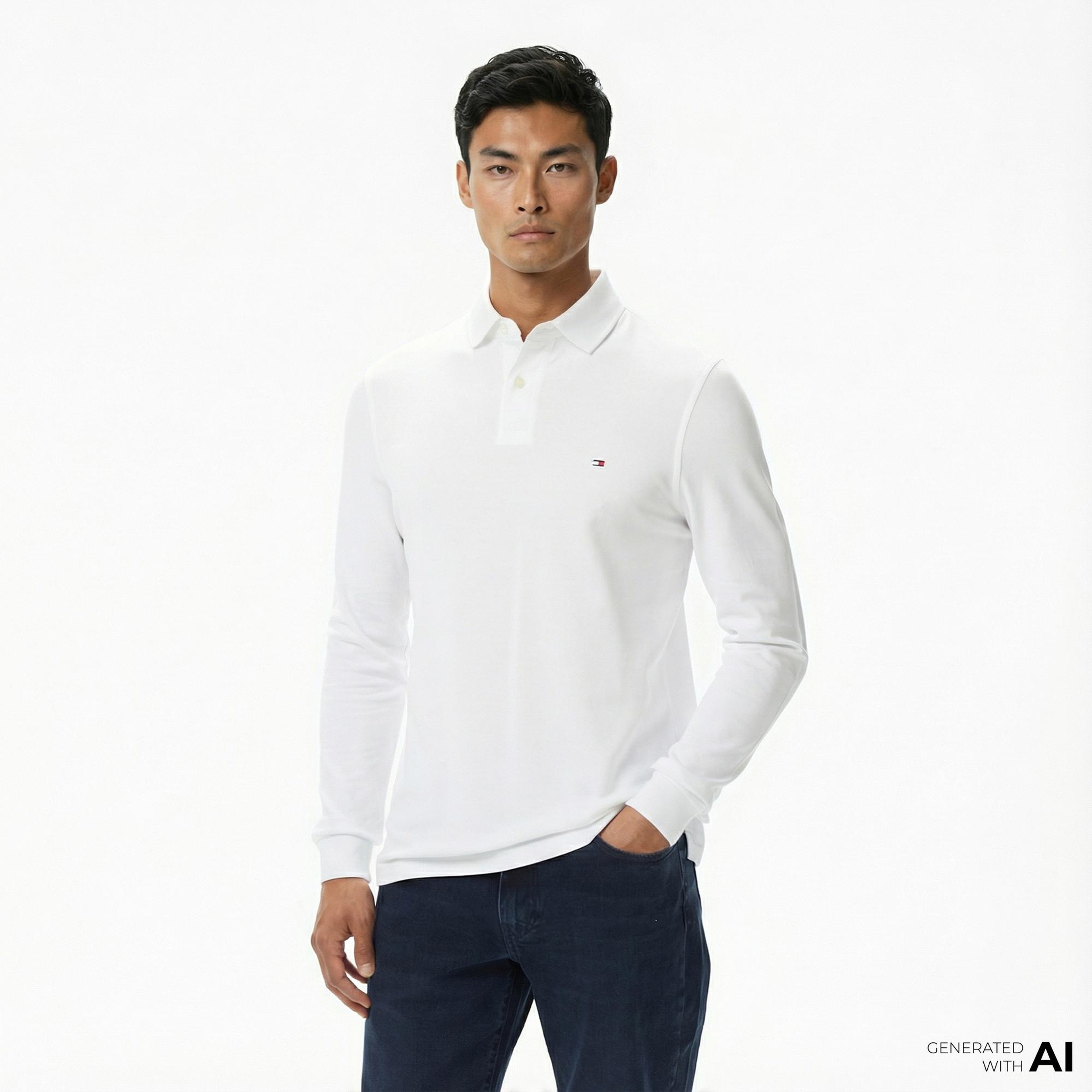 Tommy Hilfiger 1985 Regular Core Essentials Erkek Beyaz Polo Yaka T-Shirt