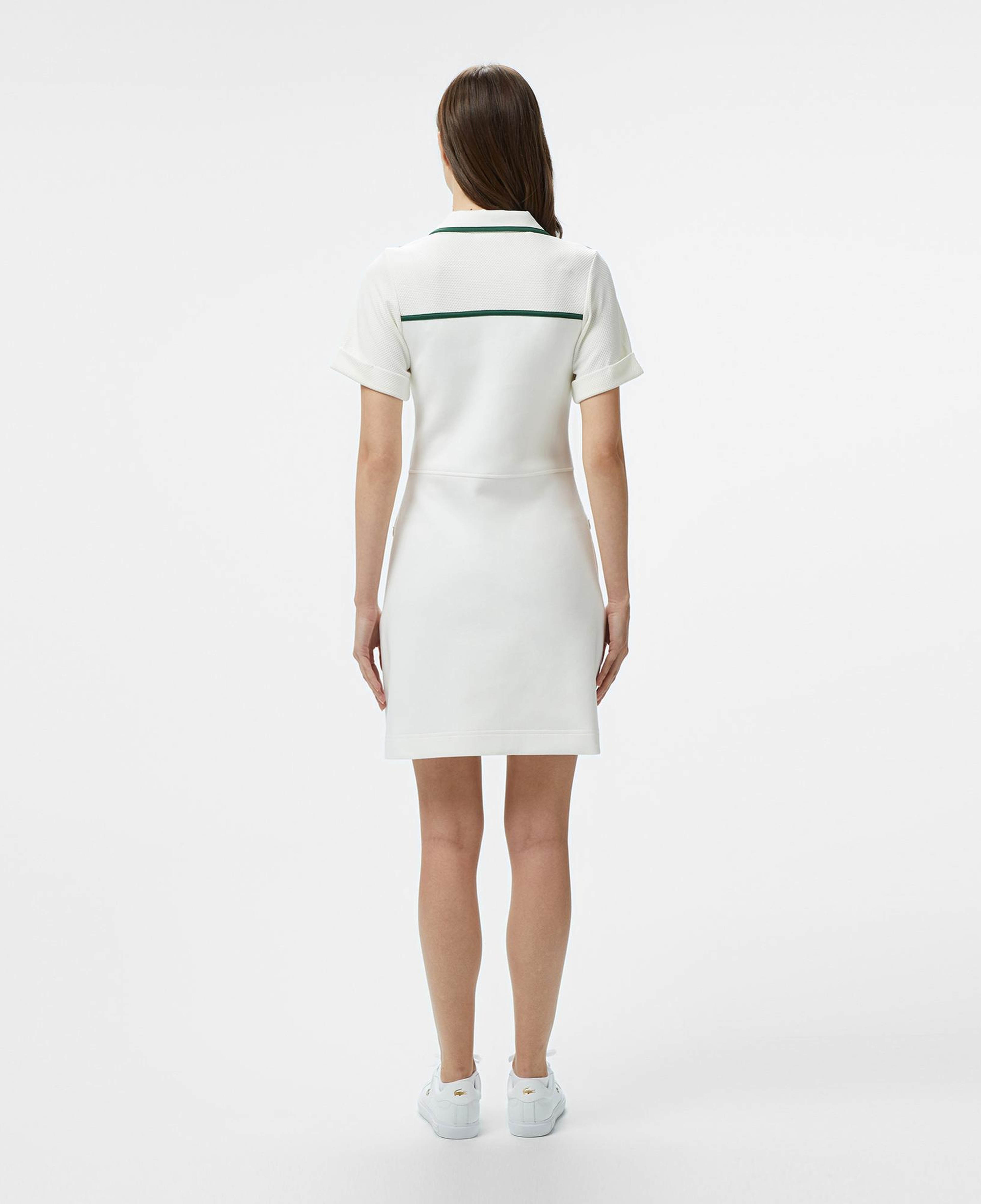 Lacoste Kadın Classic Fit Kısa Kollu Polo Yaka Renk Bloklu Beyaz Elbise