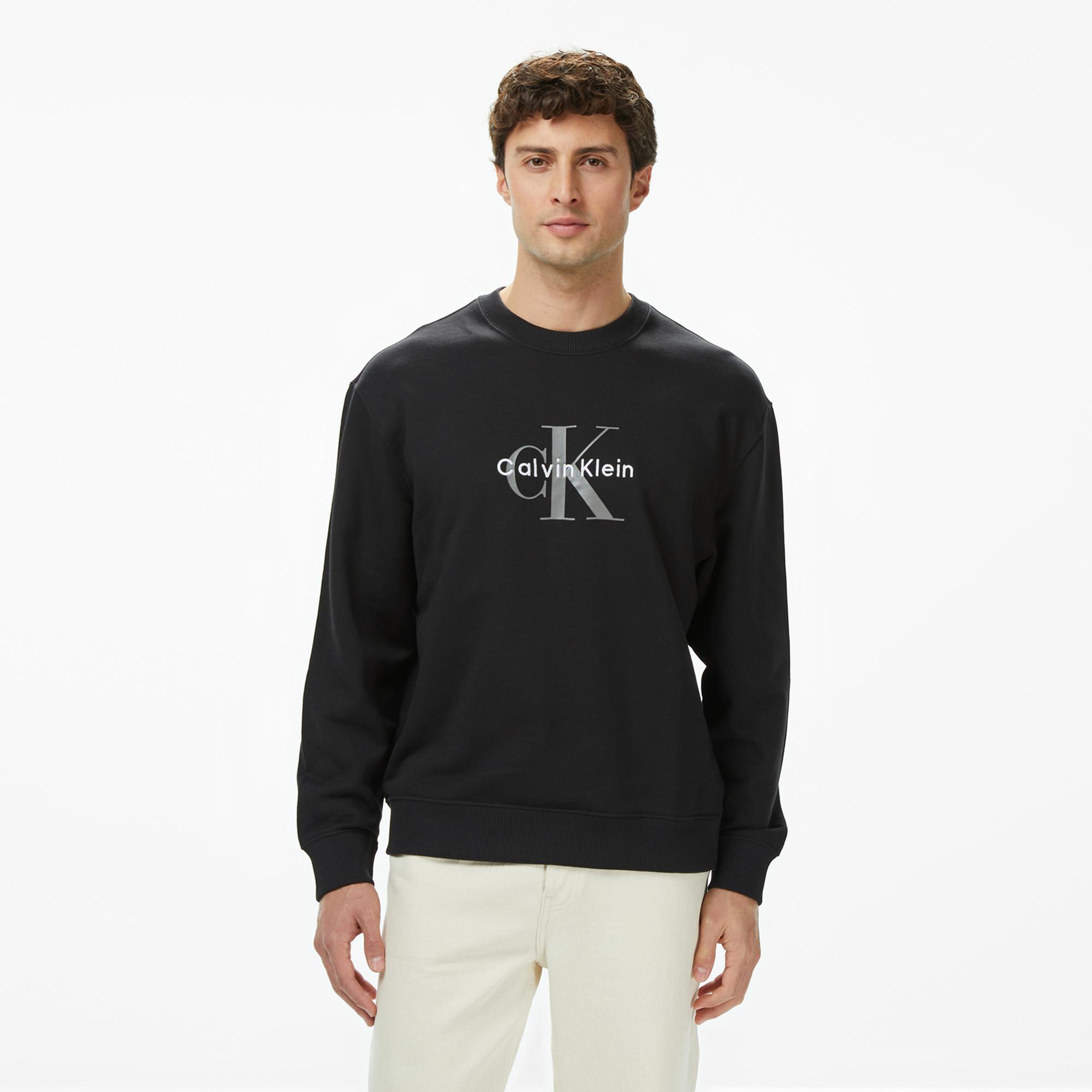 Calvin Klein Terry Monologo Erkek Siyah Sweatshirt