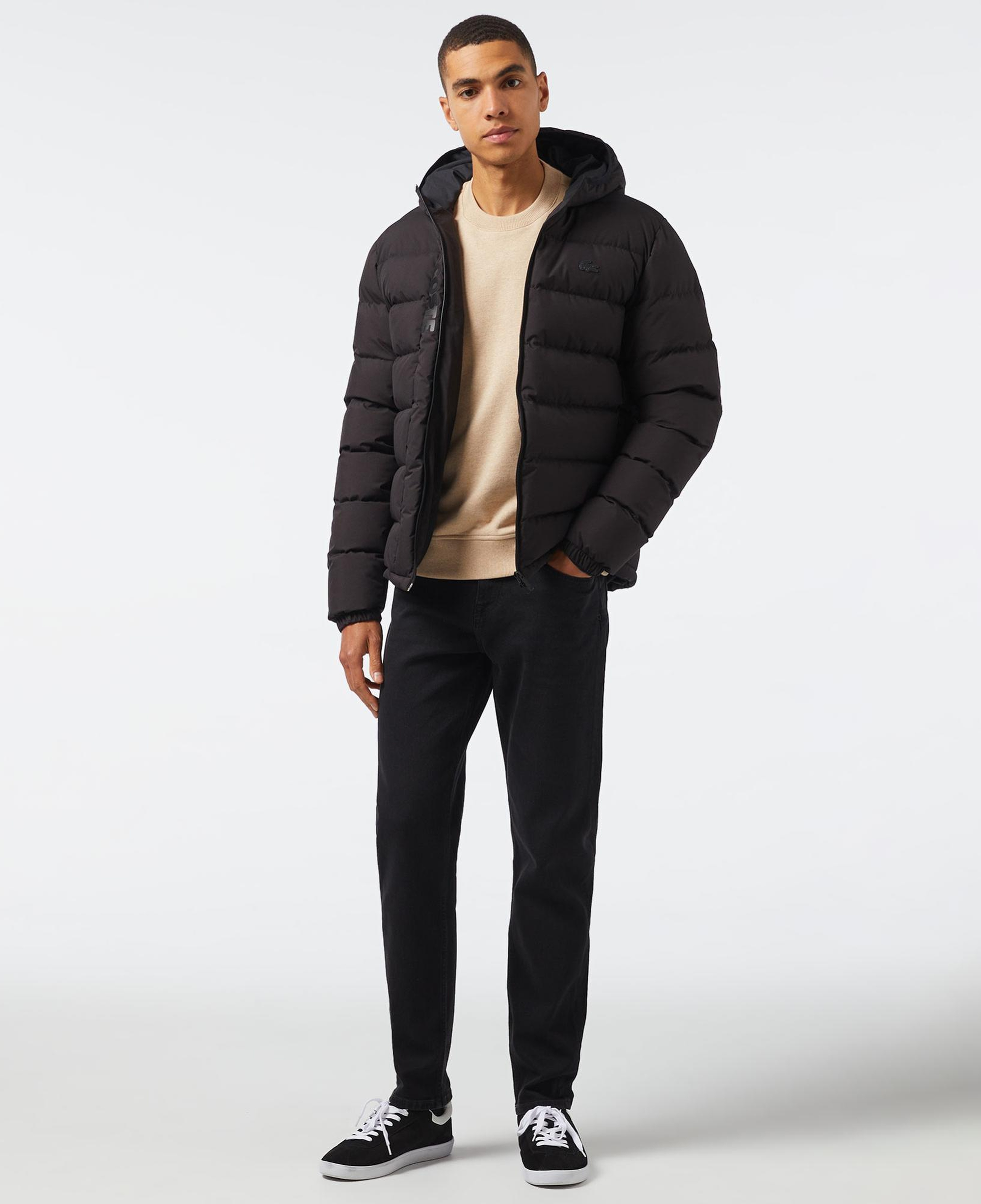 Lacoste Erkek Regular Fit Kapüşonlu Siyah Şişme Mont