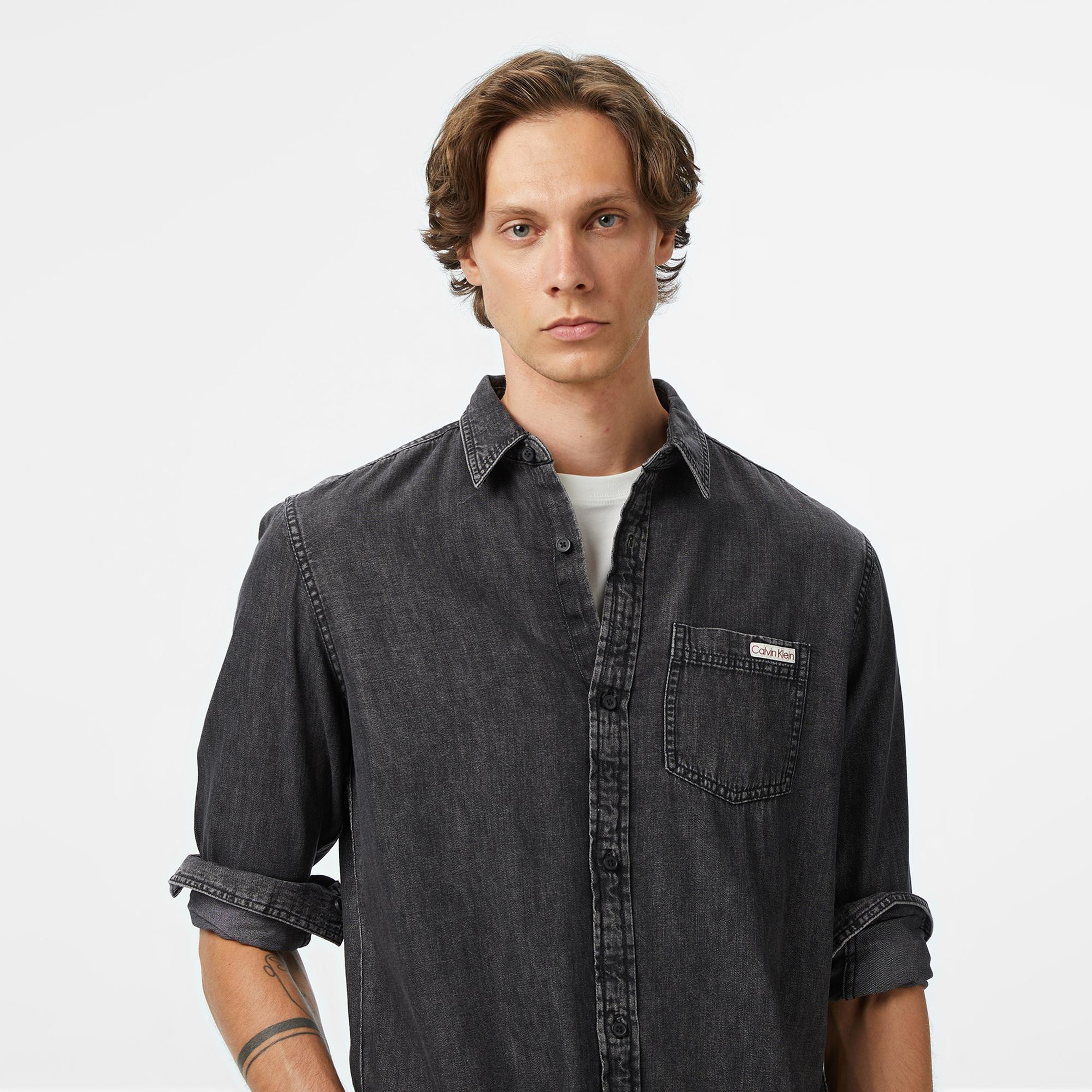 Calvin Klein Casual Classic Vail Denim Erkek Füme Gömlek