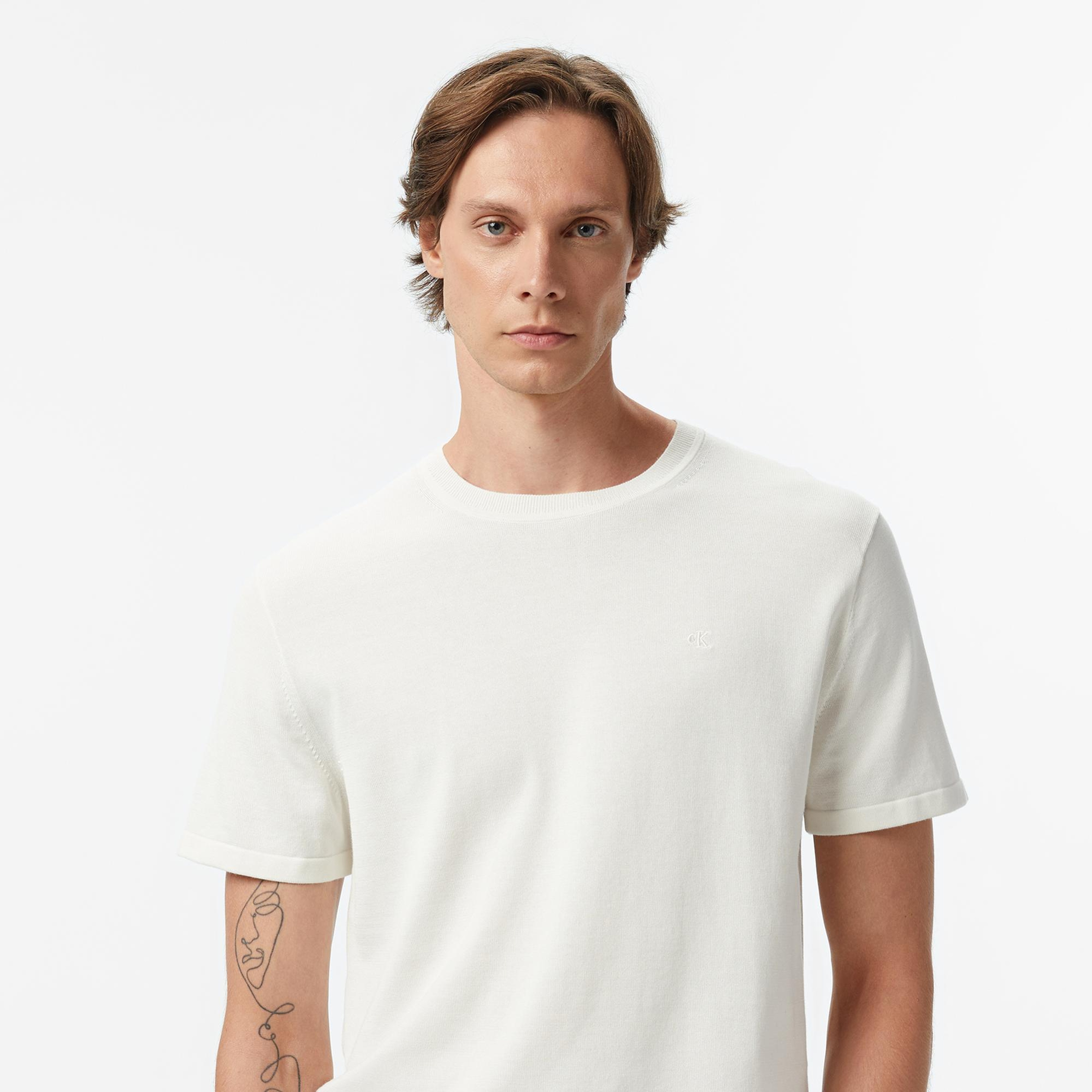 Calvin Klein Supima Erkek Beyaz Triko