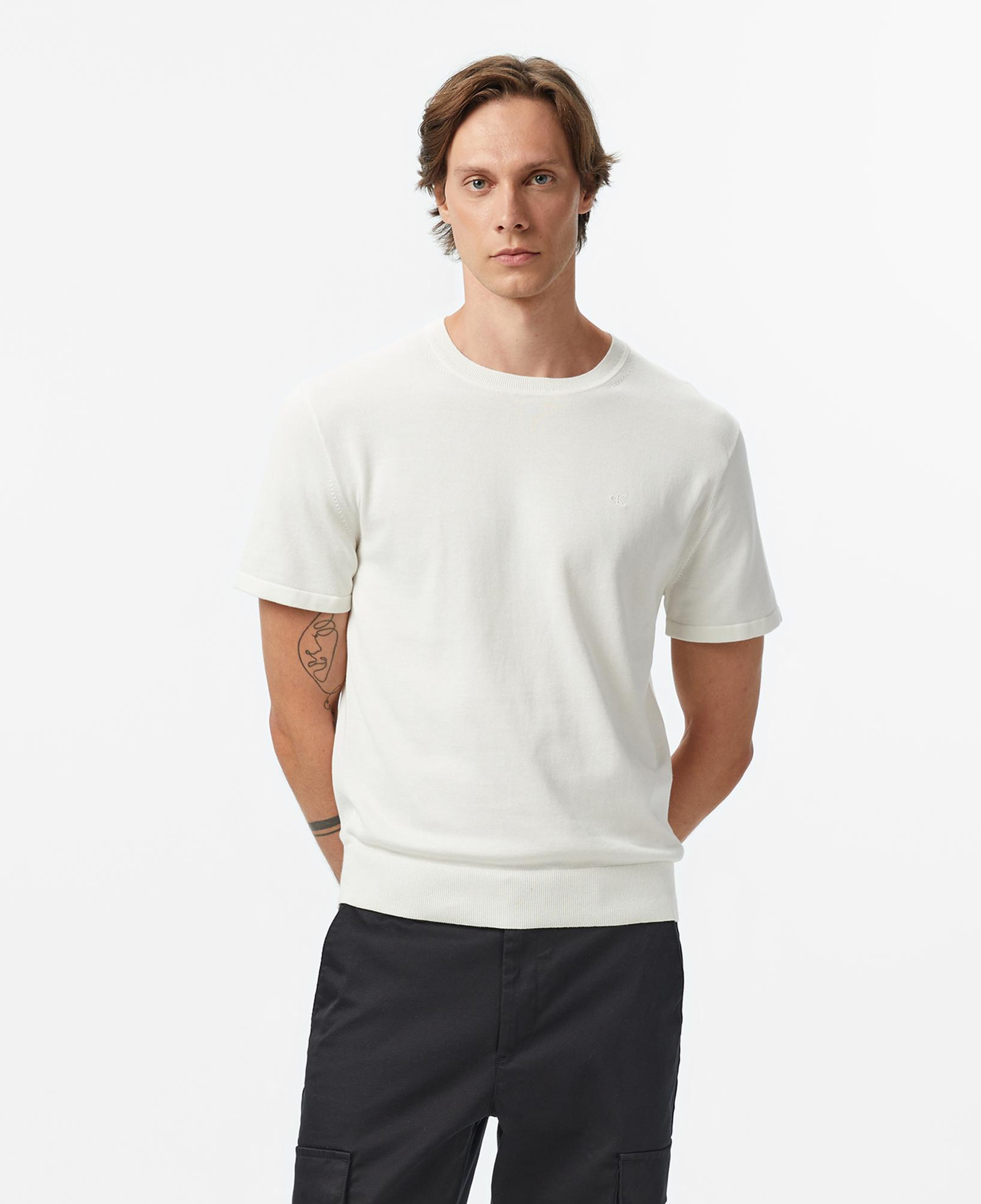 Calvin Klein Supima Erkek Beyaz Triko