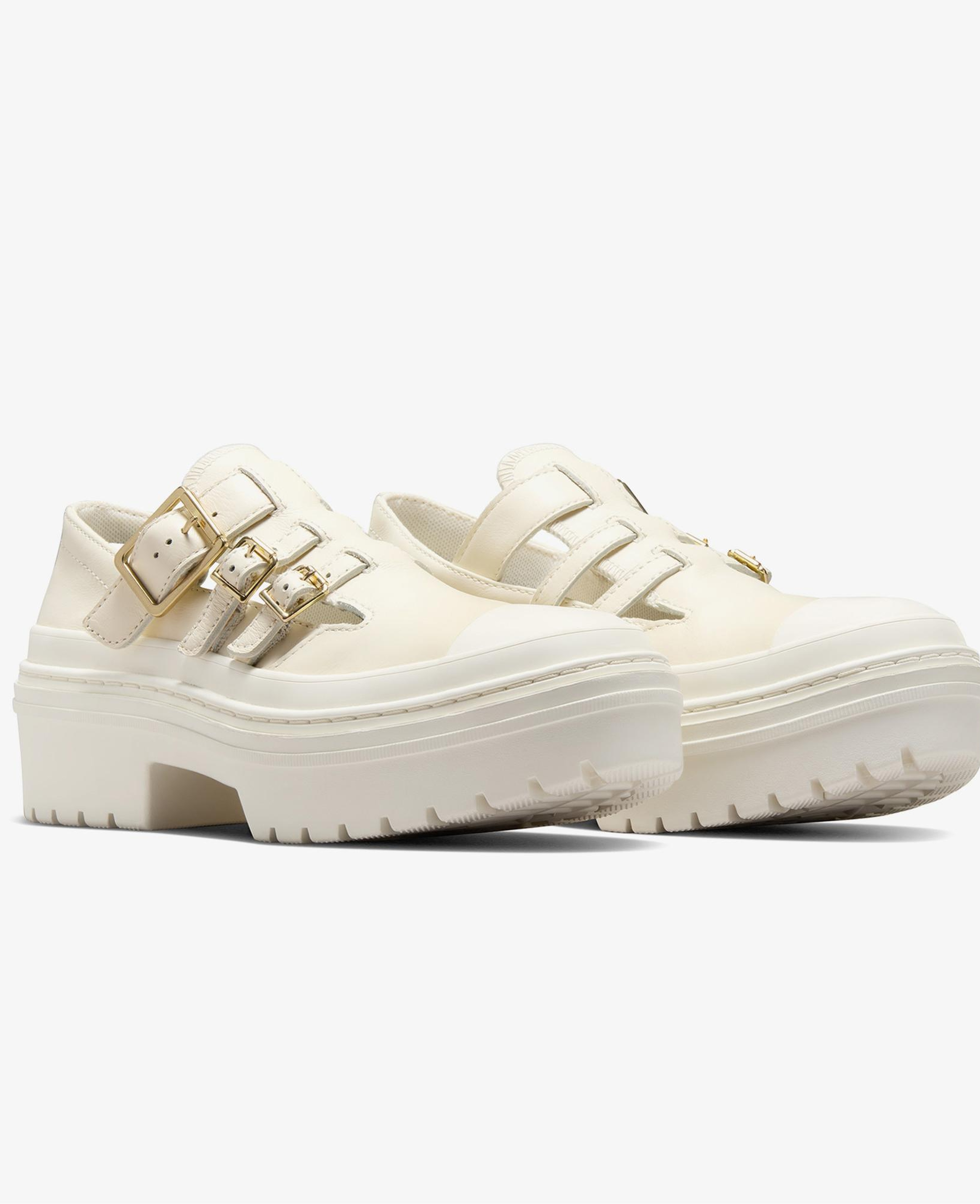 Converse Chuck Taylor All Star Lugged Heel Mary Jane Kadın Krem Deri Platform Loafer Ayakkabı