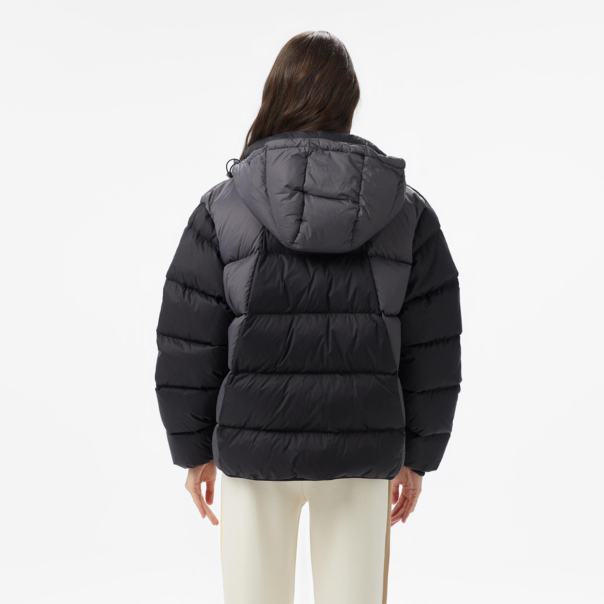 Lacoste Kadın Kapüşonlu Renk Bloklu Siyah Mont