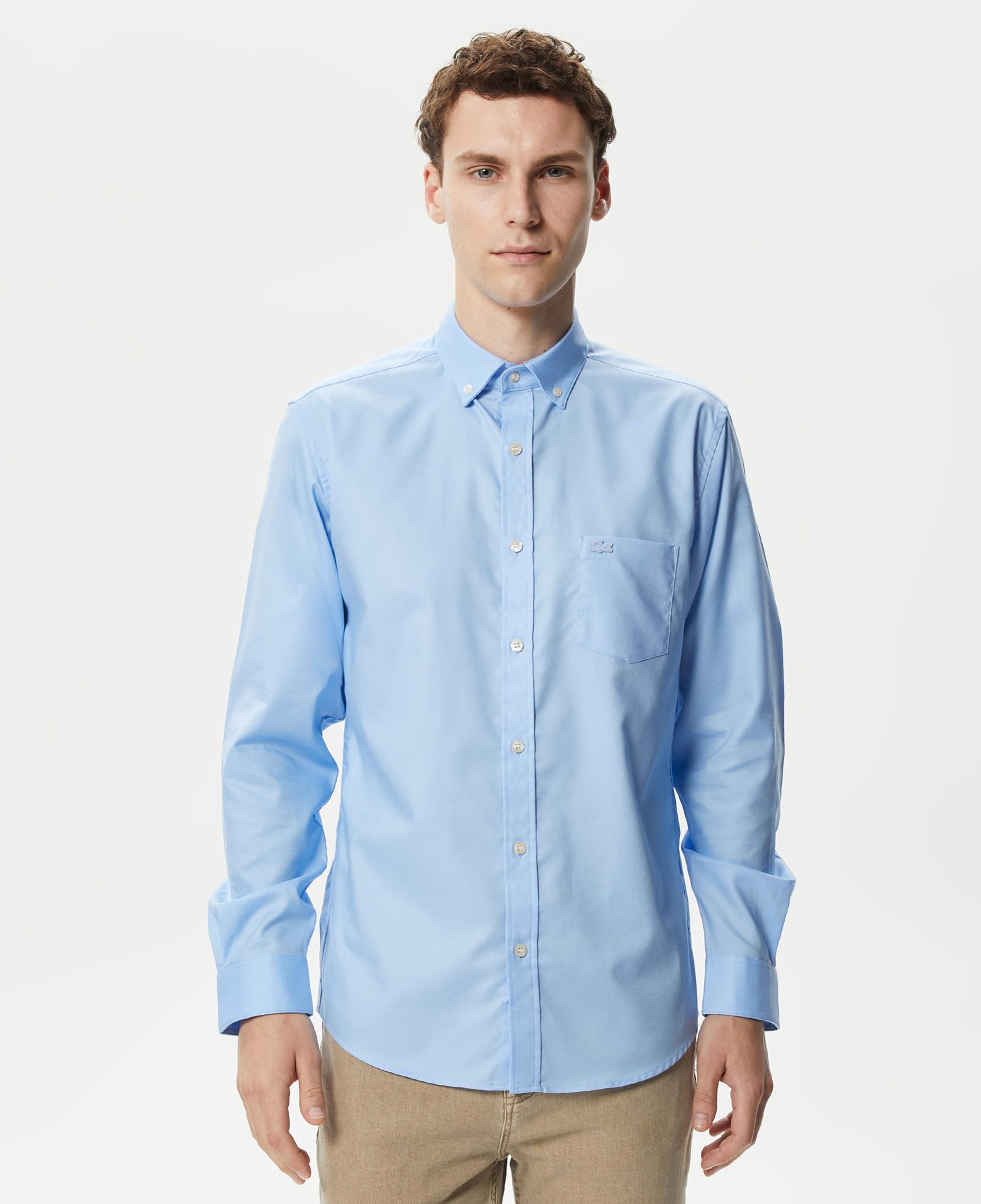 Lacoste Erkek Regular Fit Düğmeli Yaka Mavi Gömlek