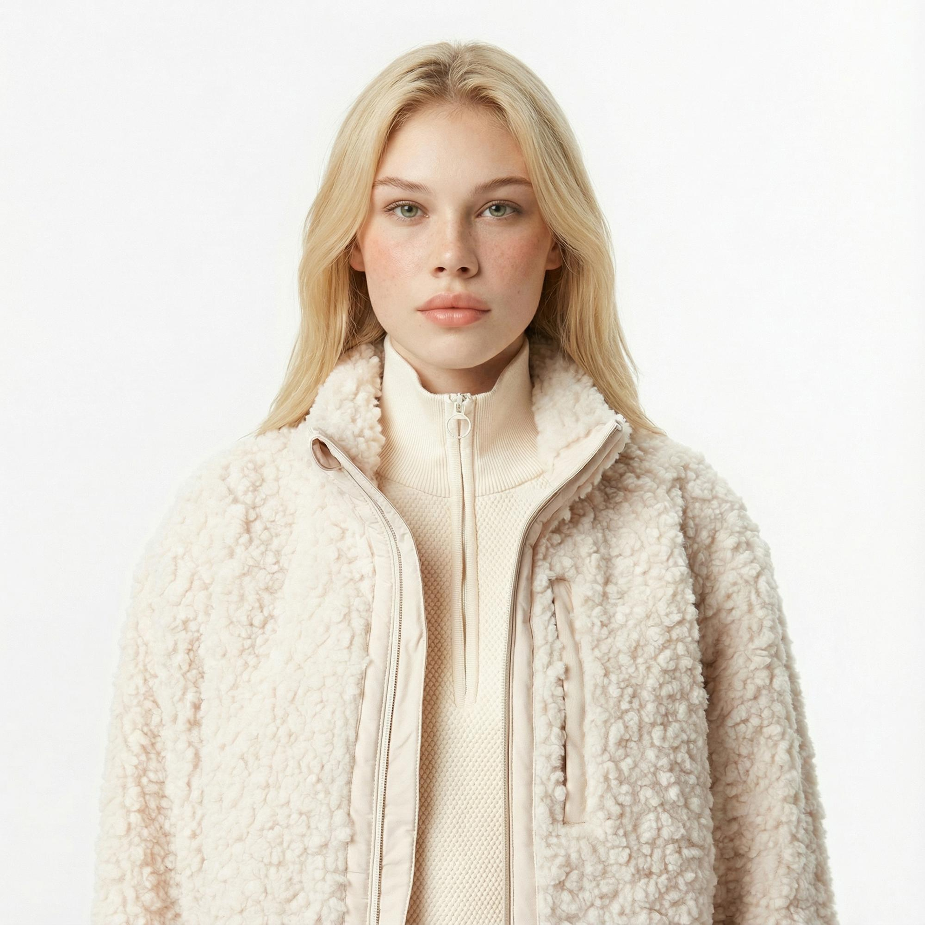 Lacoste Kadın Dik Yaka Beyaz Ceket