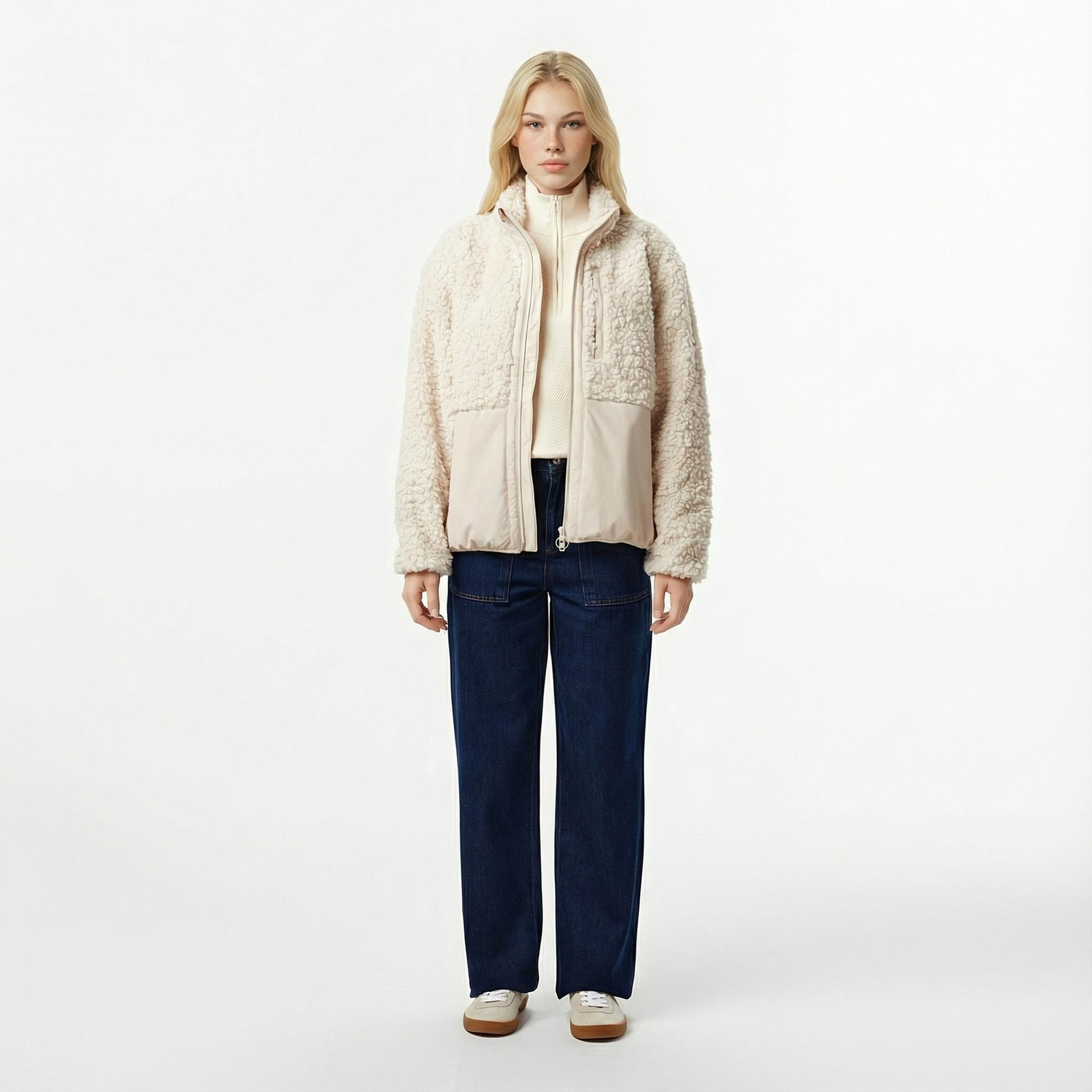 Lacoste Kadın Dik Yaka Beyaz Ceket