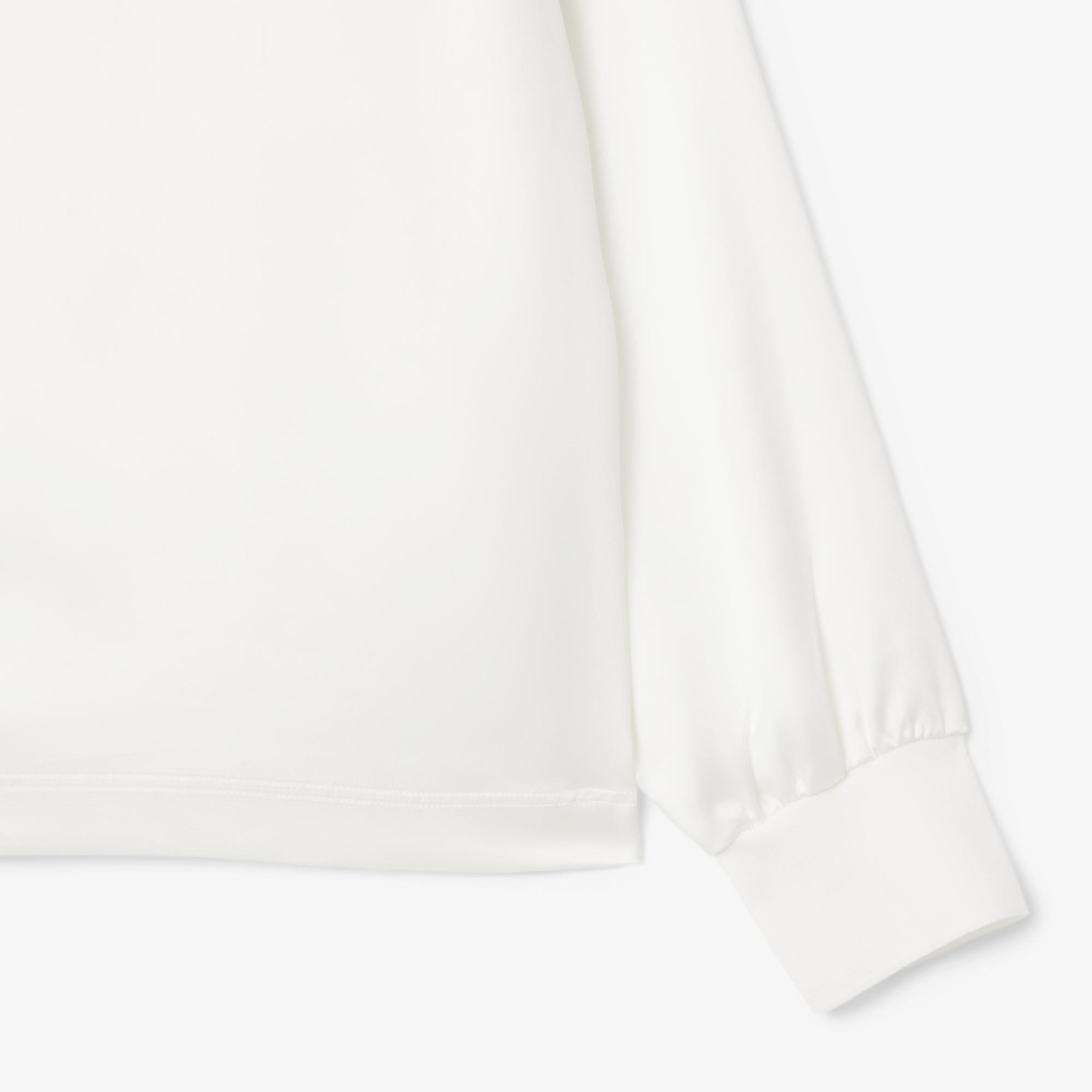 Lacoste Kadın Oversize Fit Polo Yaka Beyaz Gömlek