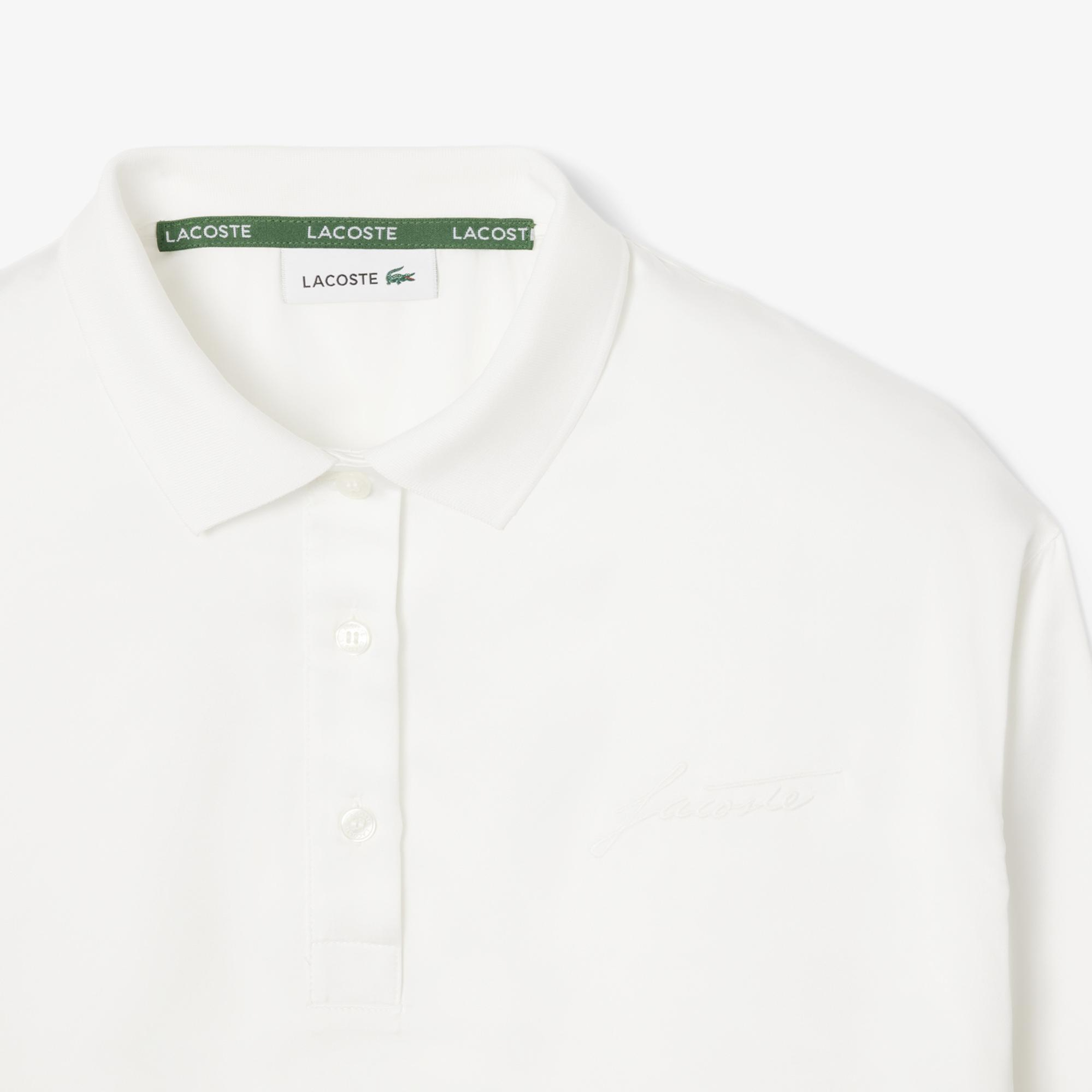 Lacoste Kadın Oversize Fit Polo Yaka Beyaz Gömlek