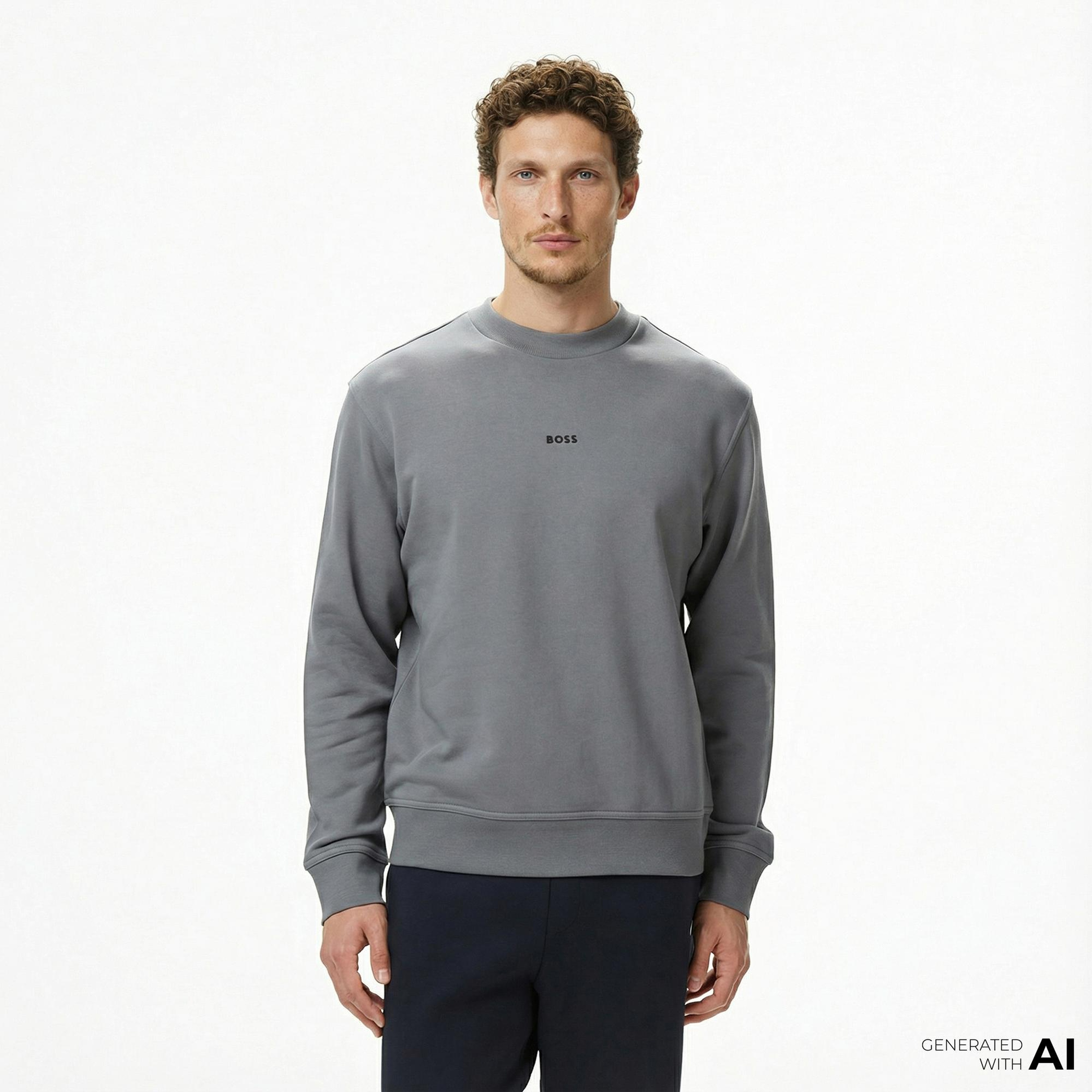 Boss Erkek Gri Sweatshirt