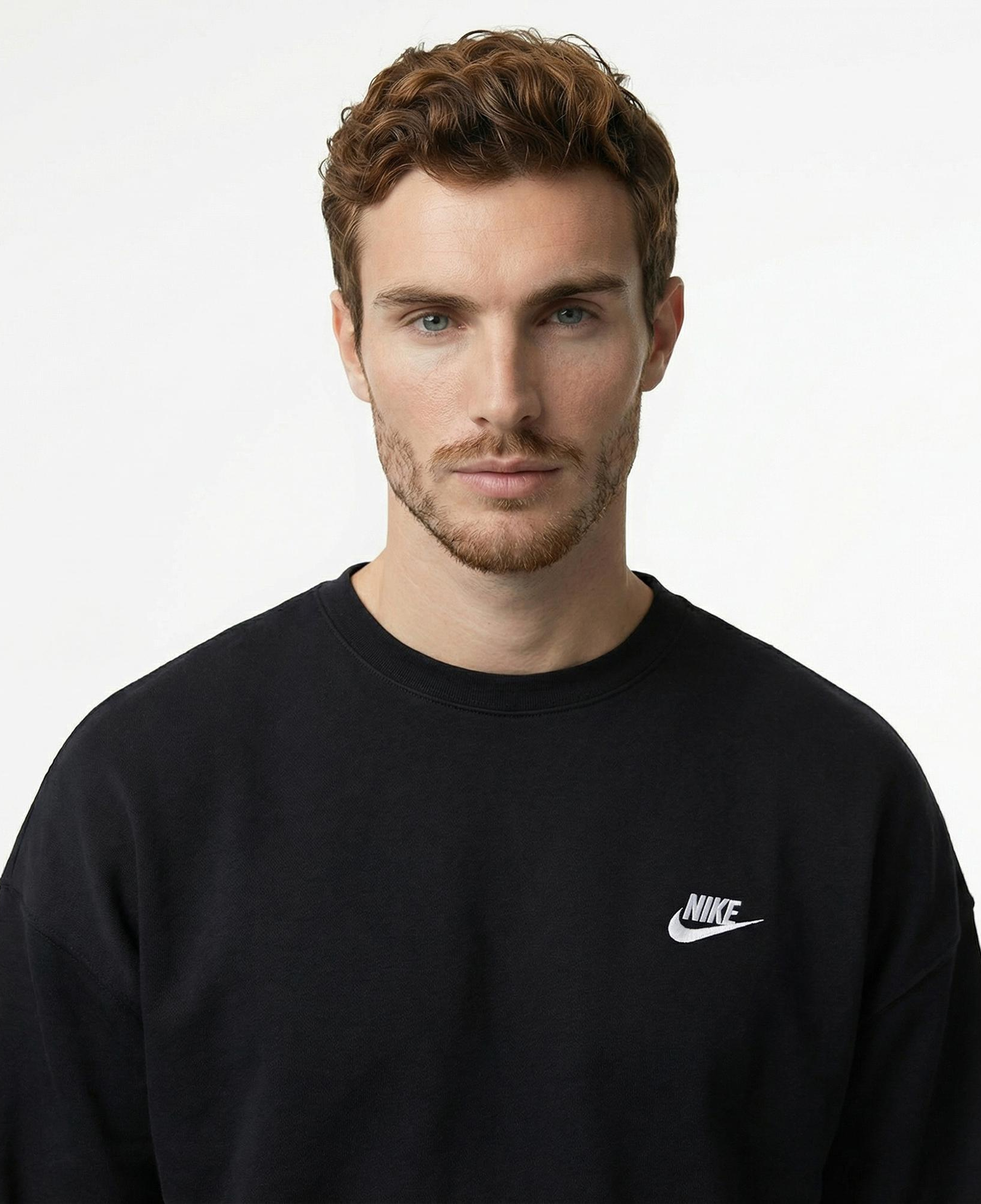 Nike Club Fleece Oversized Crew Erkek Siyah Sweatshirt