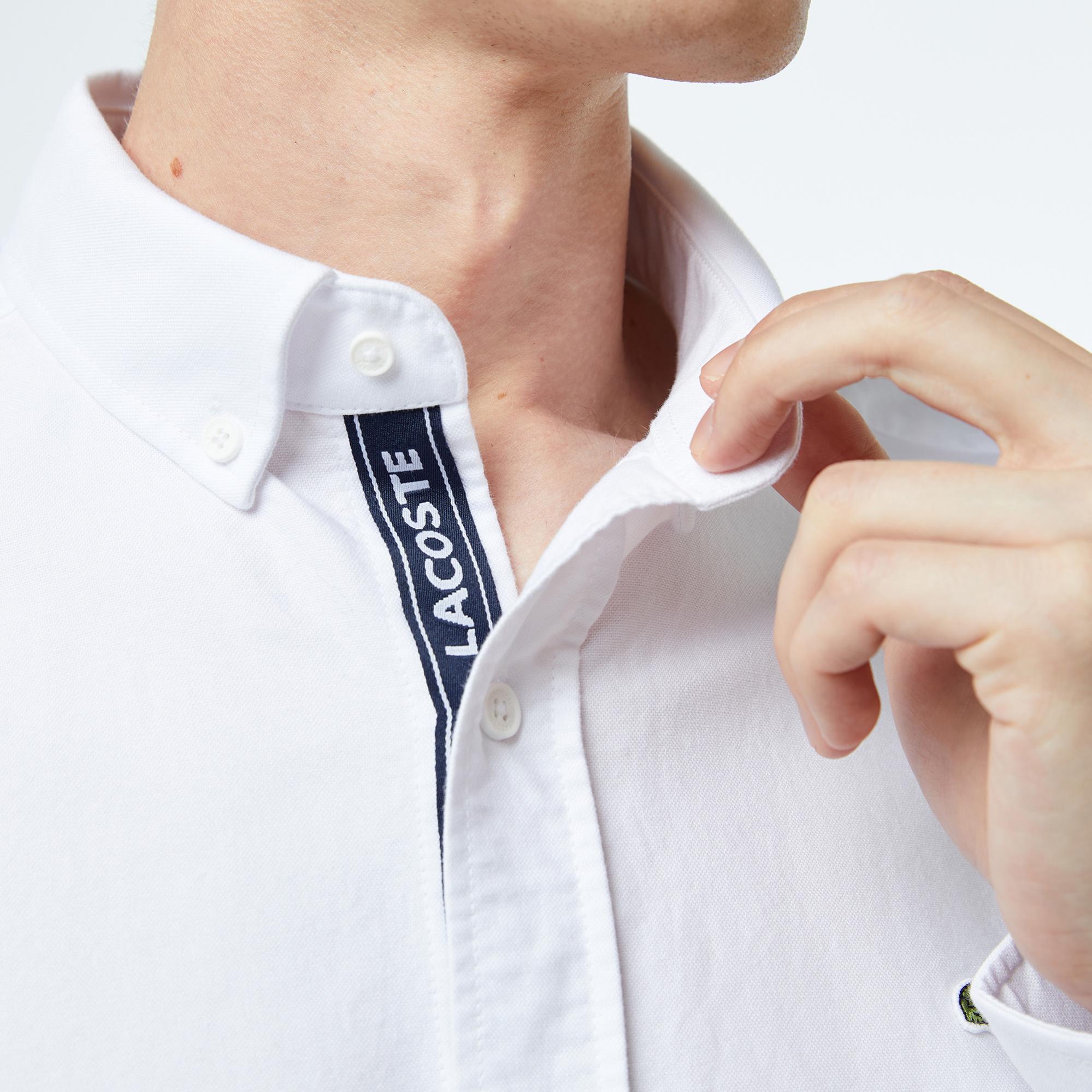 Lacoste Erkek Slim Fit Düğmeli Yaka Beyaz Gömlek
