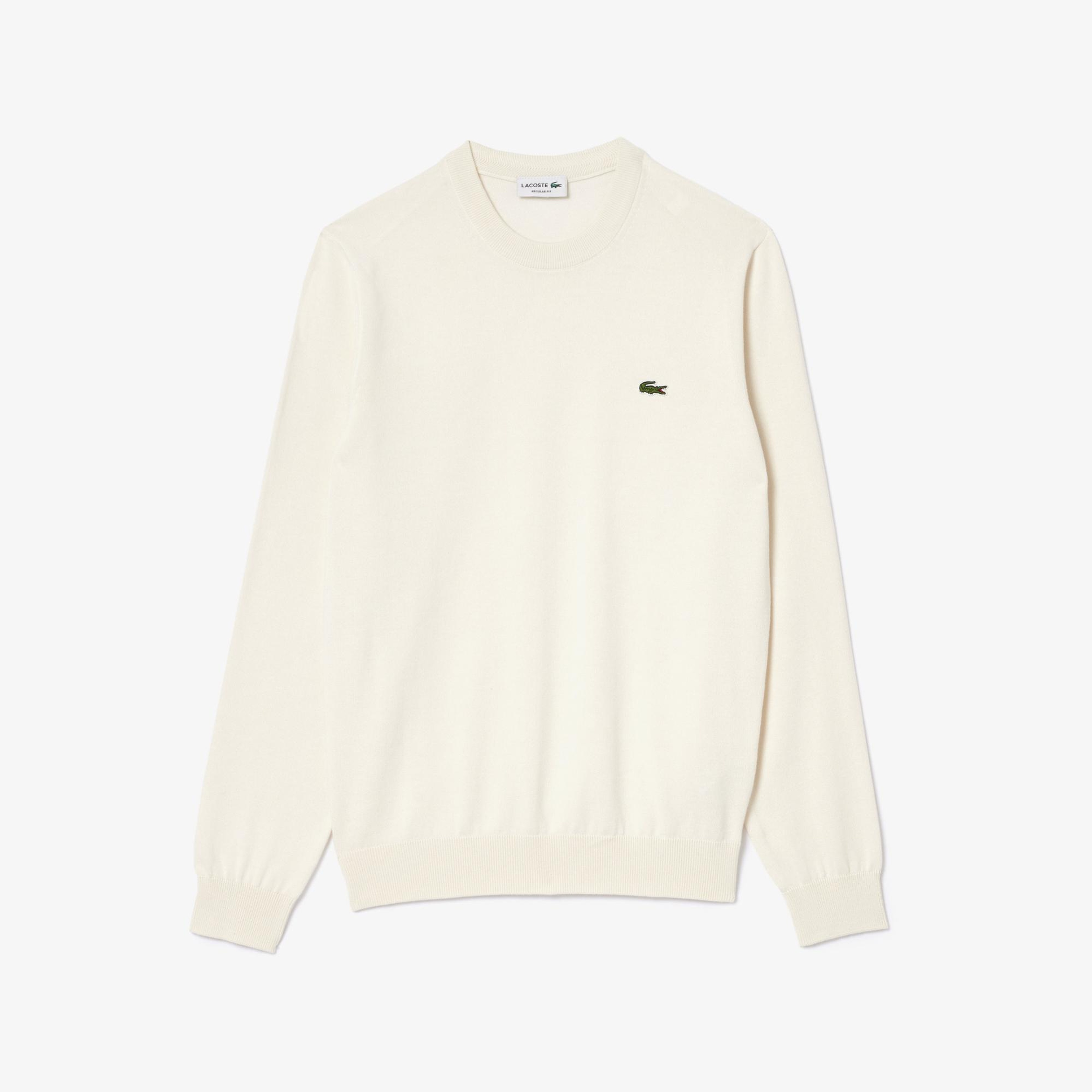 Lacoste Erkek Regular Fit Bisiklet Yaka Beyaz Kazak