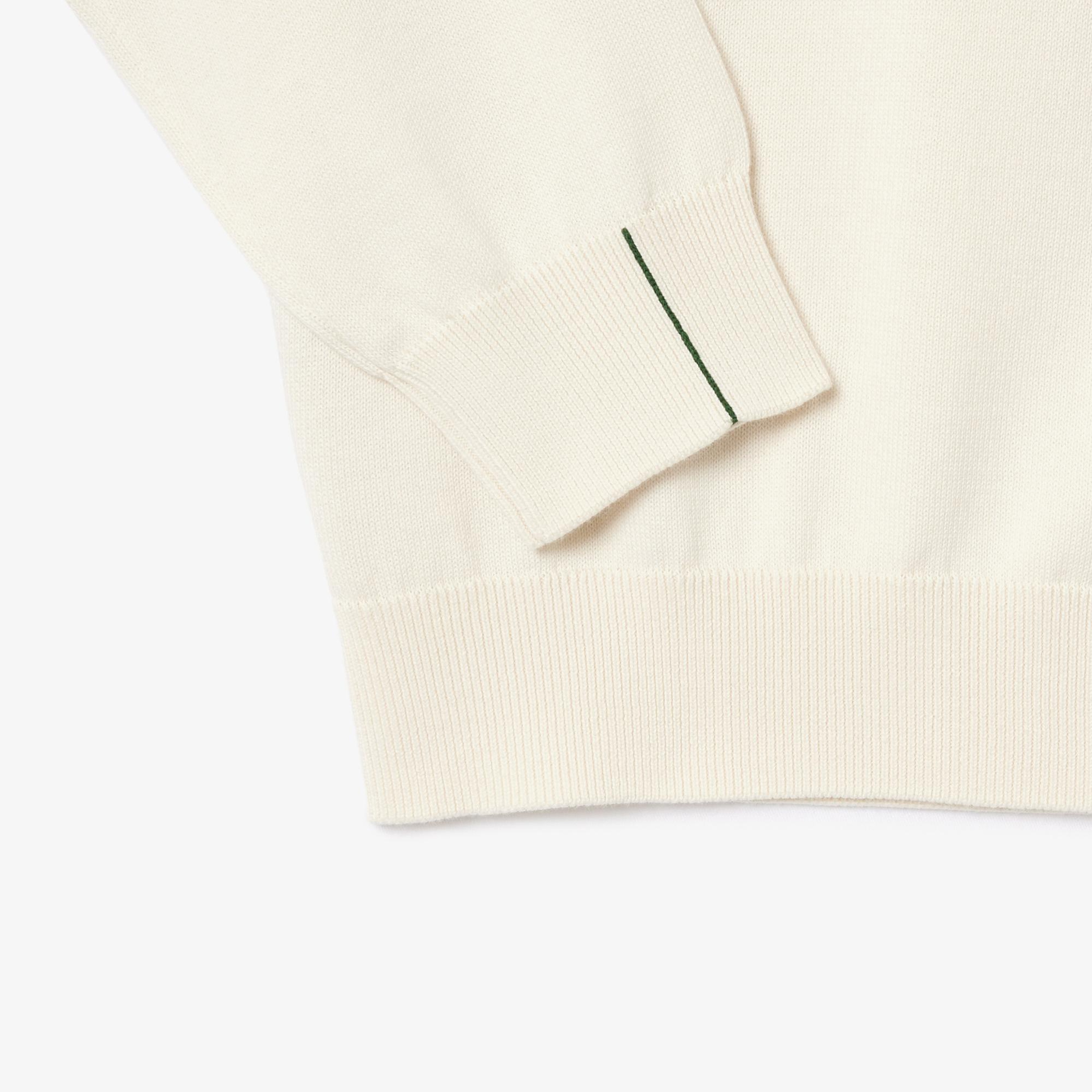 Lacoste Erkek Regular Fit Bisiklet Yaka Beyaz Kazak