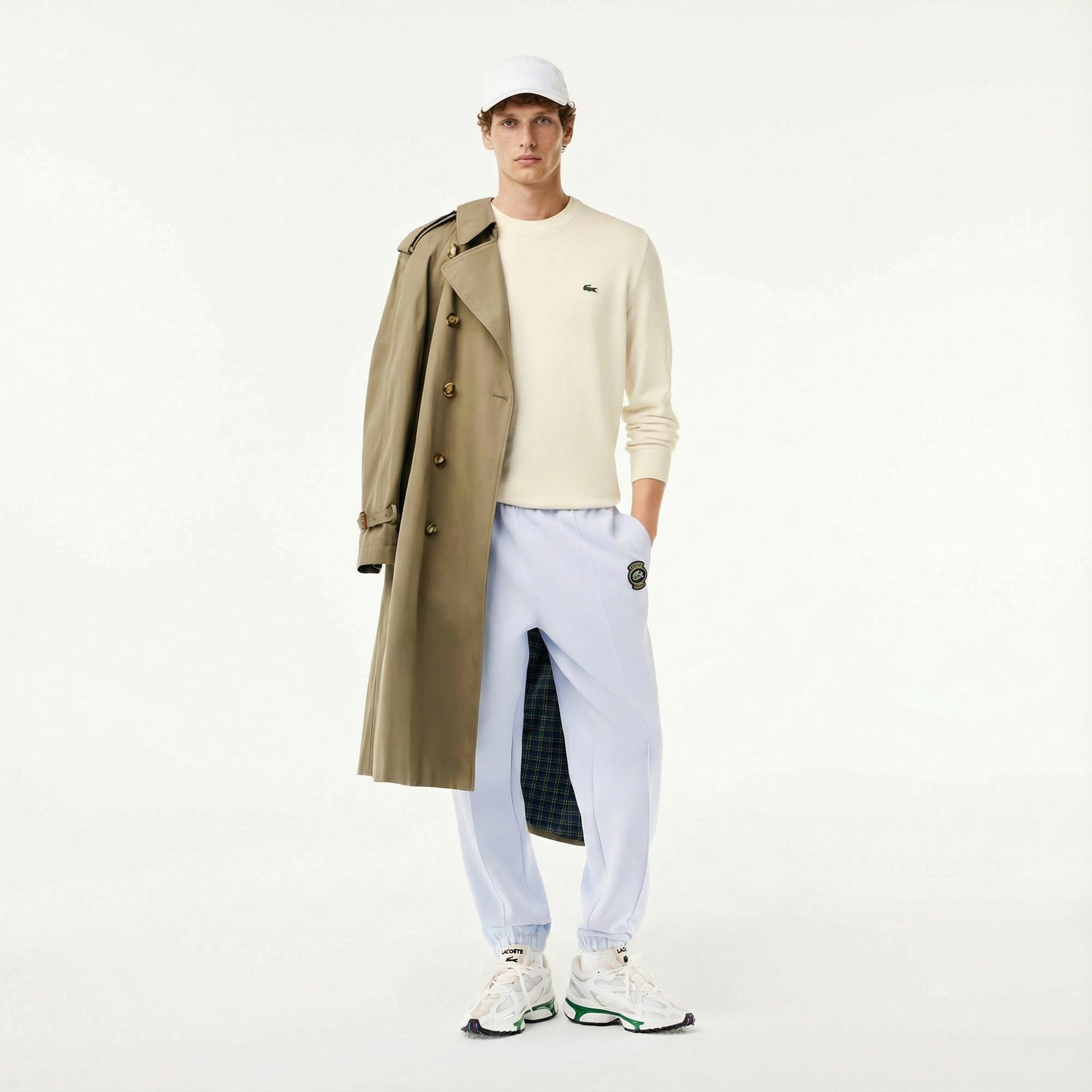 Lacoste Erkek Regular Fit Bisiklet Yaka Beyaz Kazak