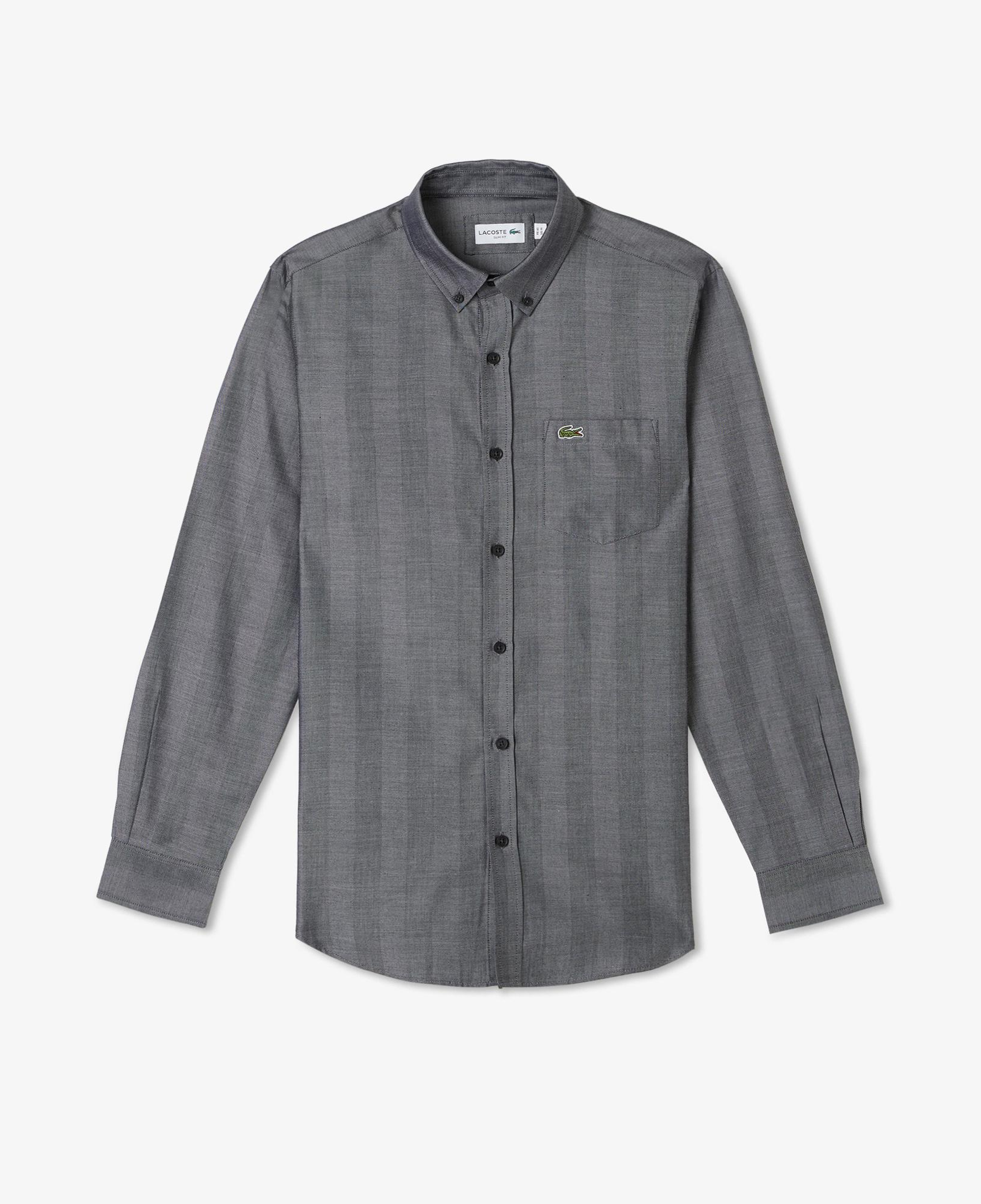 Erkek Slim Fit Düğmeli Yaka Gri Gömlek