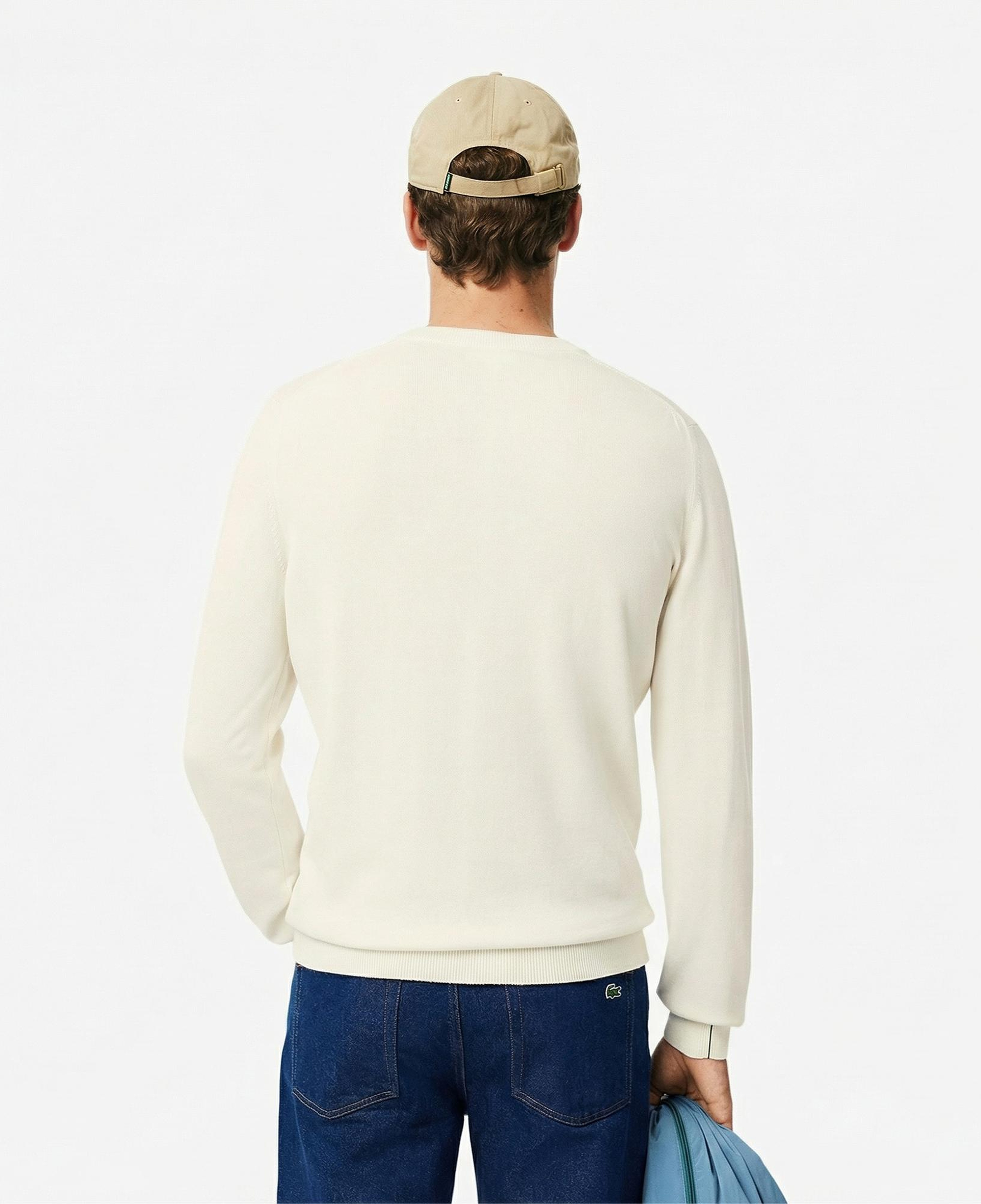 Lacoste Erkek Regular Fit Bisiklet Yaka Beyaz Kazak