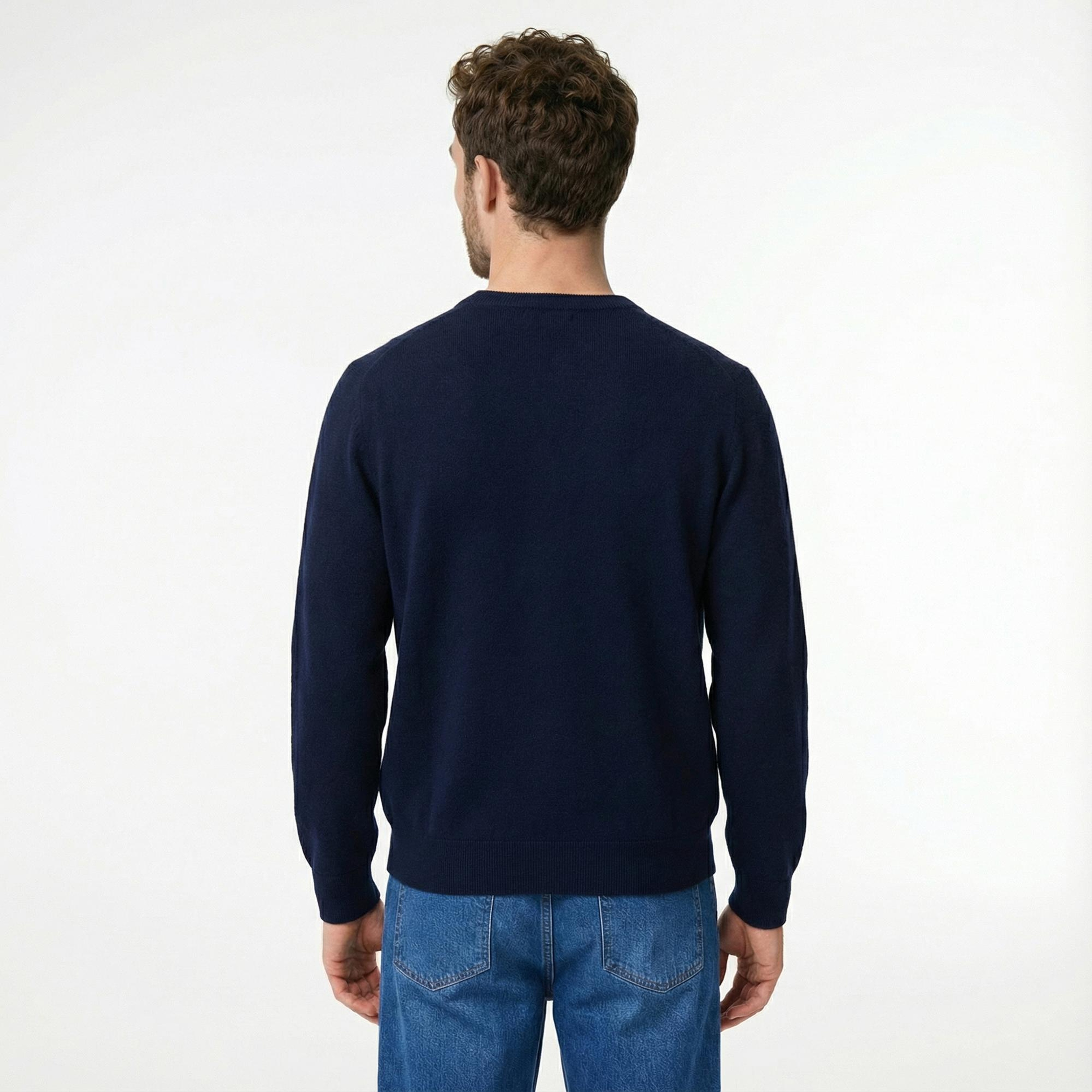 Lacoste Erkek Relaxed Fit V Yaka Lacivert Hırka