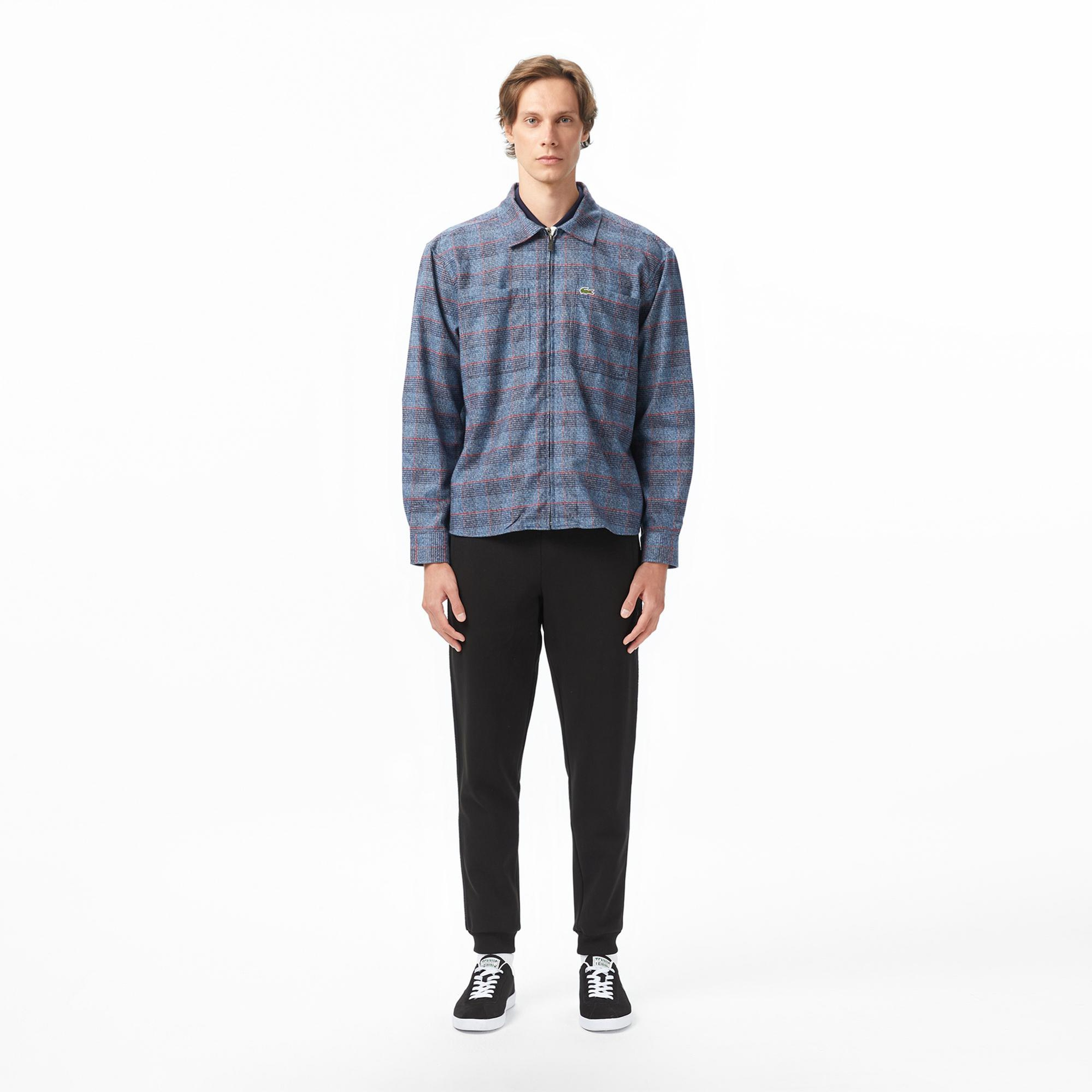 Lacoste Erkek Relaxed Fit Gömlek Yaka Ekose Lacivert Ceket