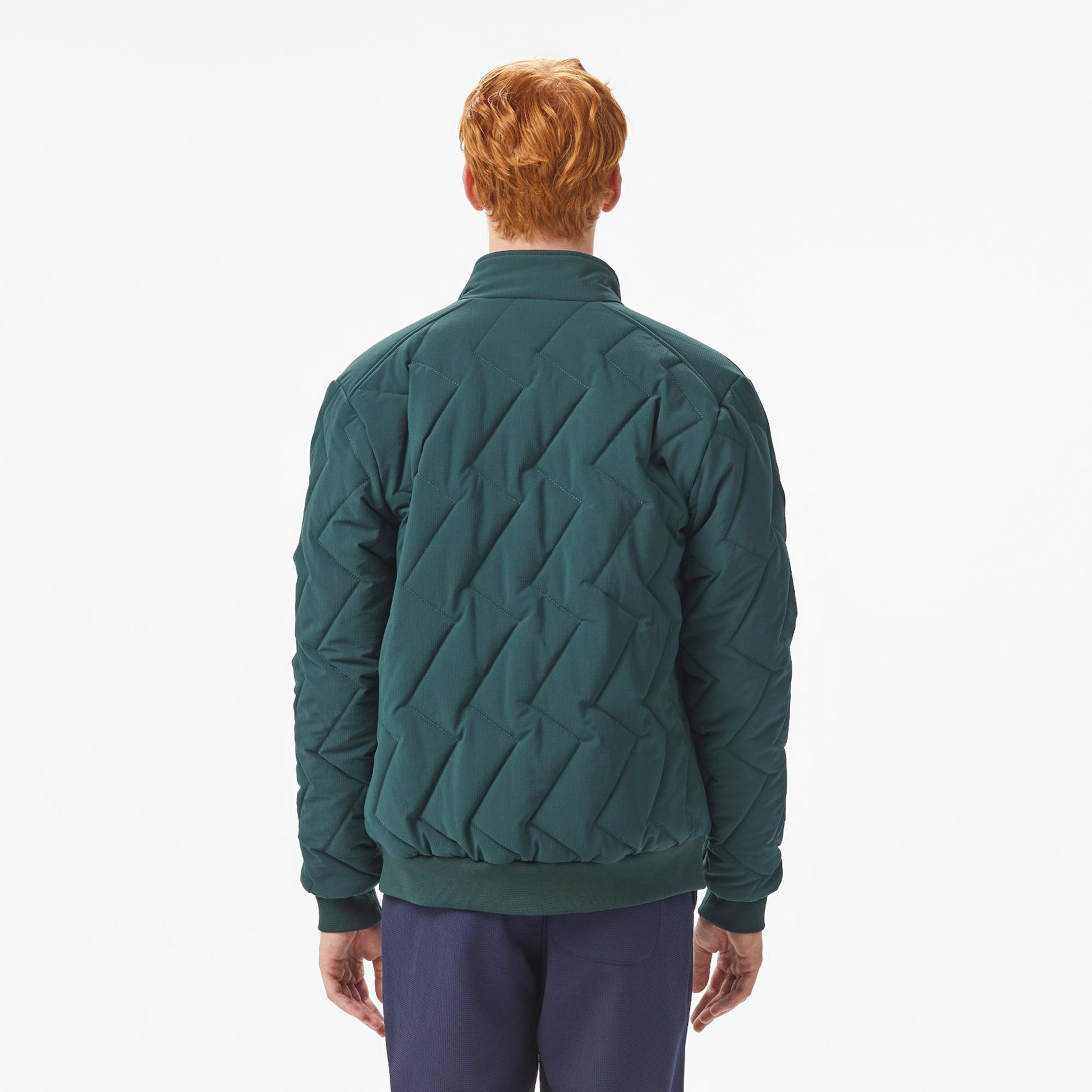 Lacoste Erkek Dik Yaka Kapitone Koyu Yeşil Mont