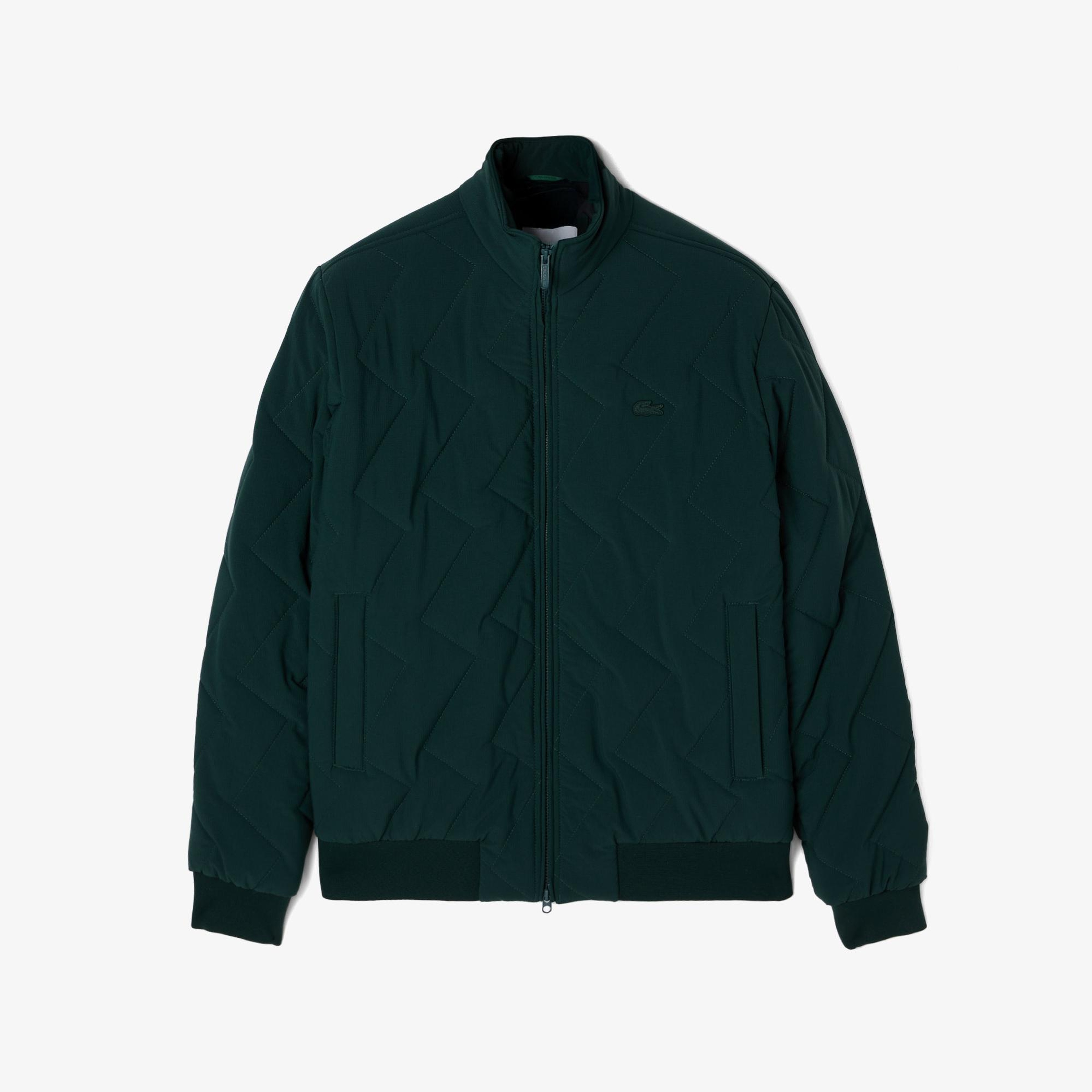 Lacoste Erkek Dik Yaka Kapitone Koyu Yeşil Mont