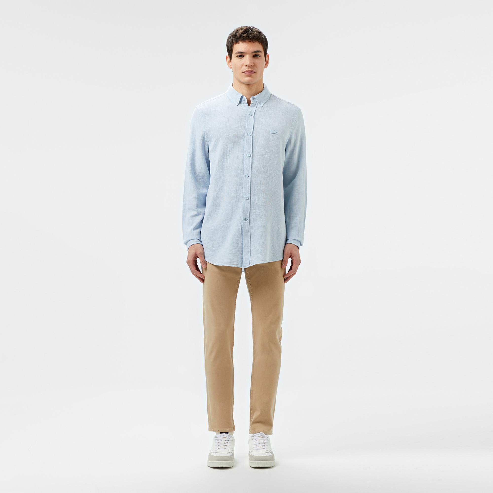 Lacoste Erkek Slim Fit Açık Mavi Gömlek