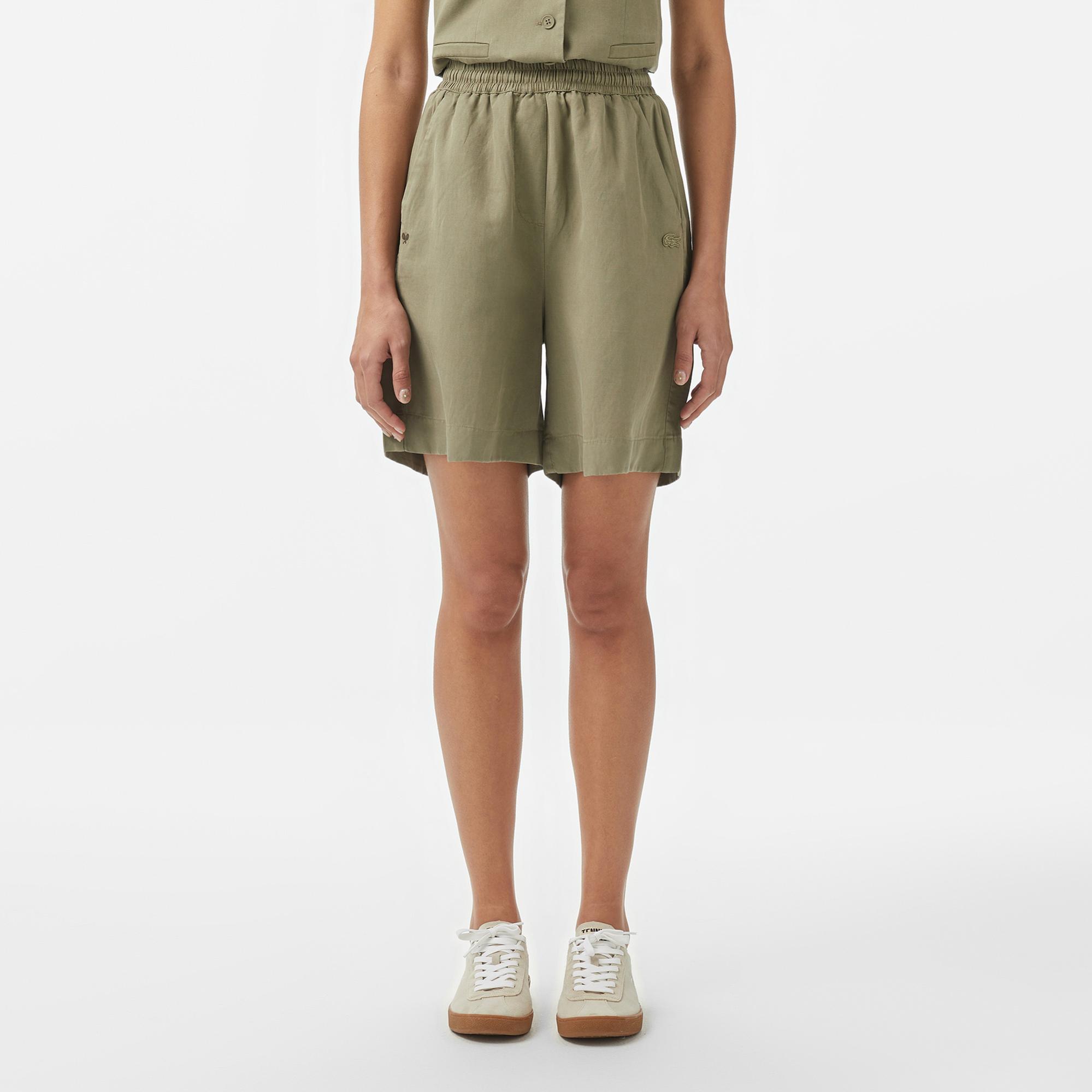 Lacoste Kadın Regular Fit Haki Bermuda Şort