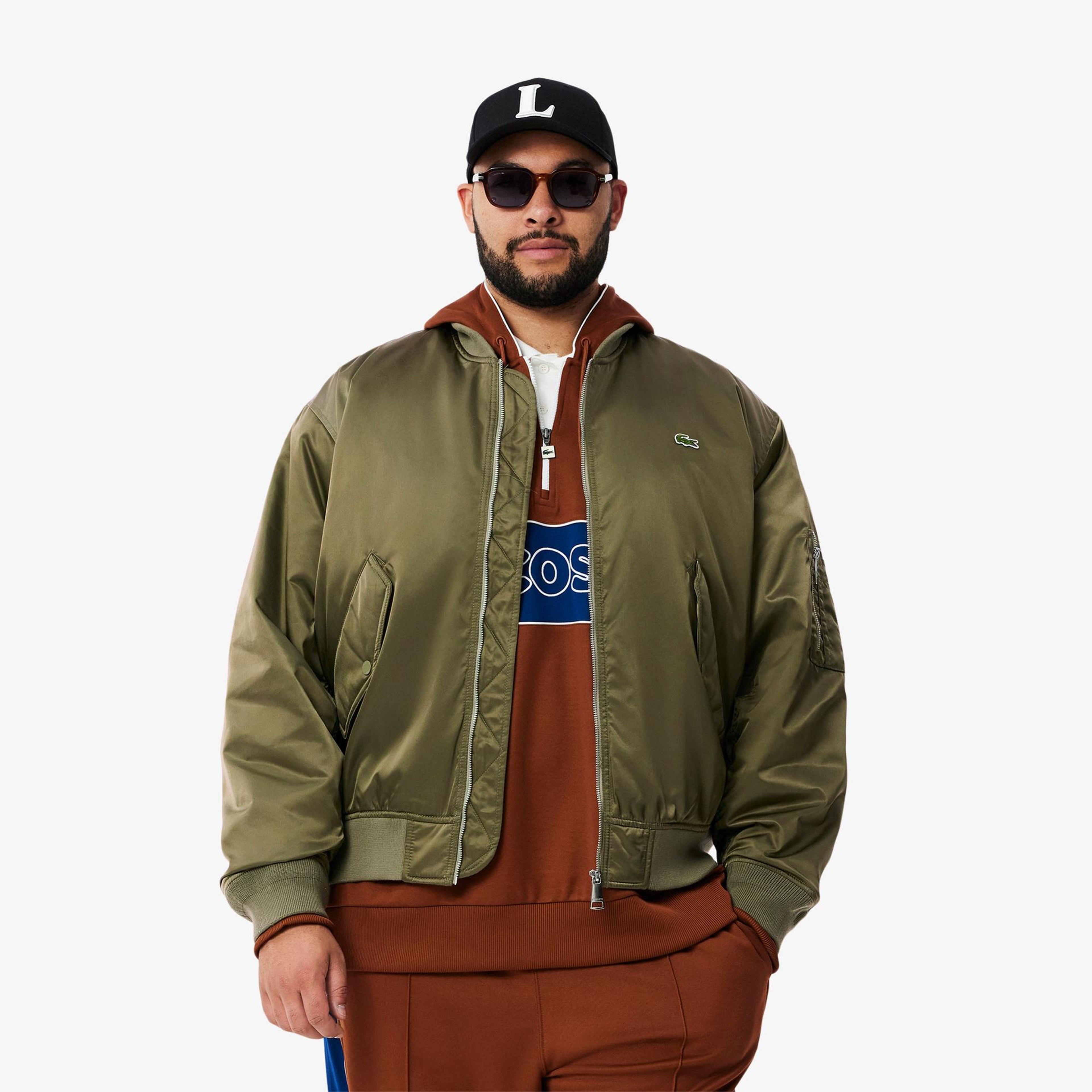 Lacoste Erkek Hakim Yaka Haki Bomber Ceket