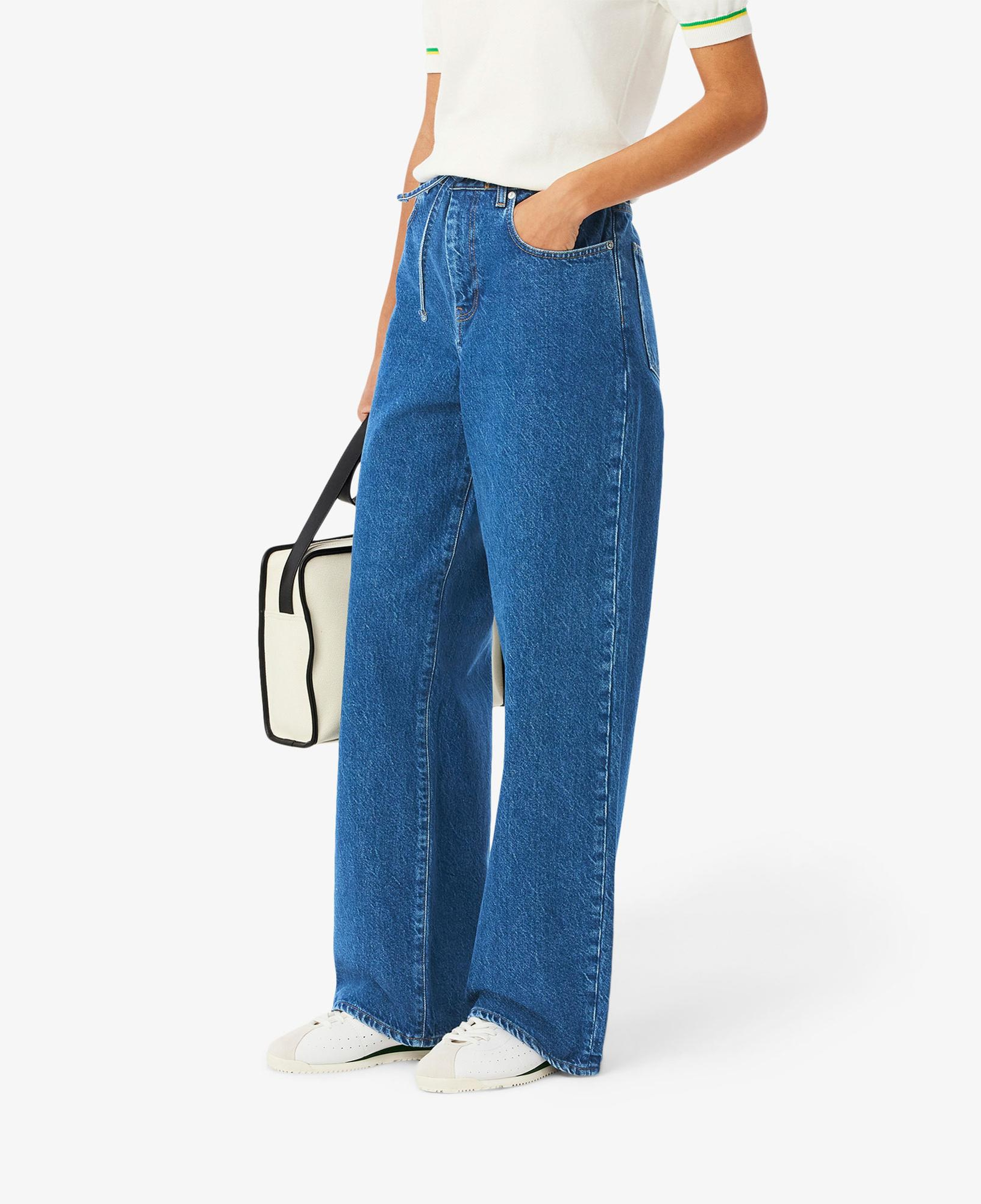 Lacoste Kadın Wide Leg Mavi Jean Pantolon