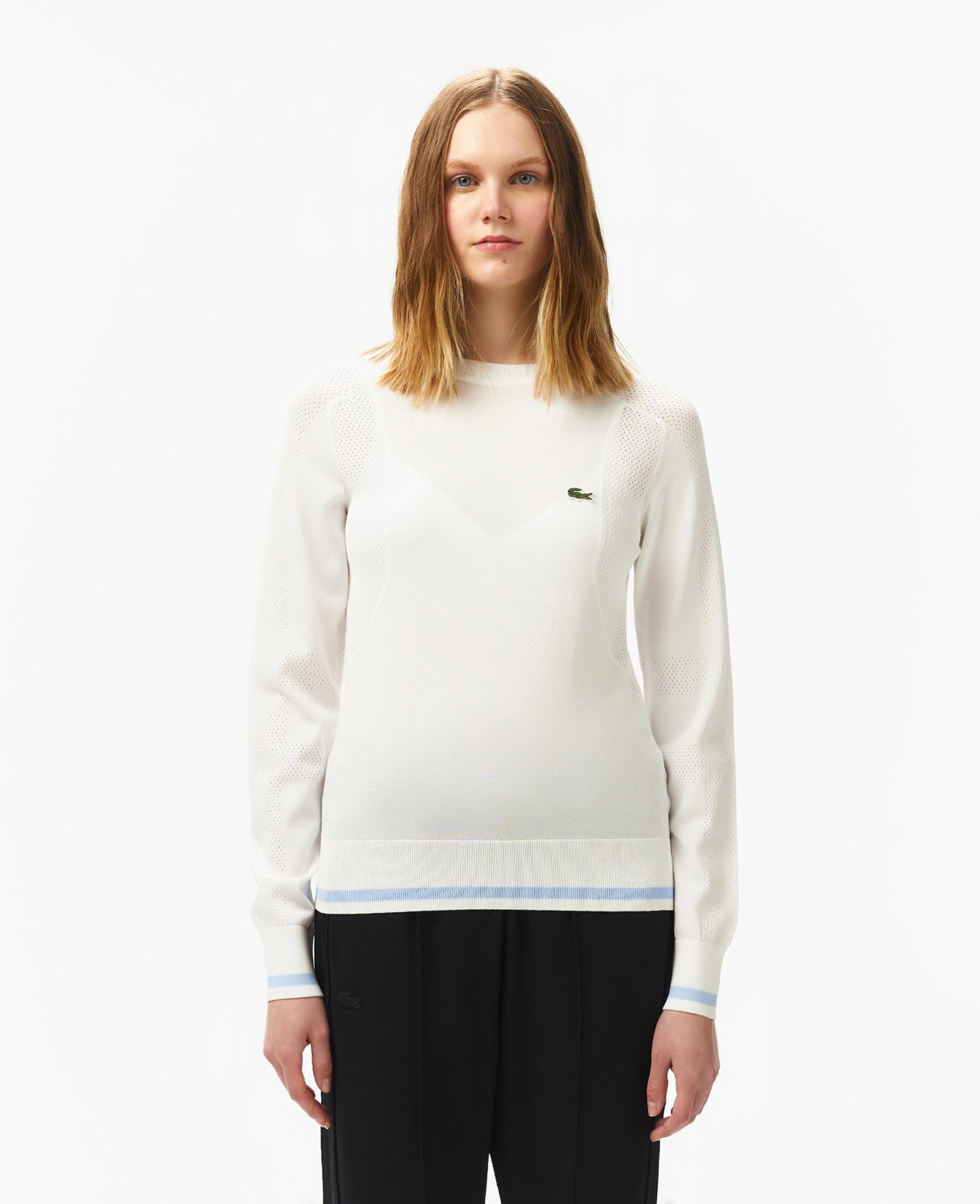 Lacoste Kadın Regular Fit Bisiklet Yaka Beyaz Triko