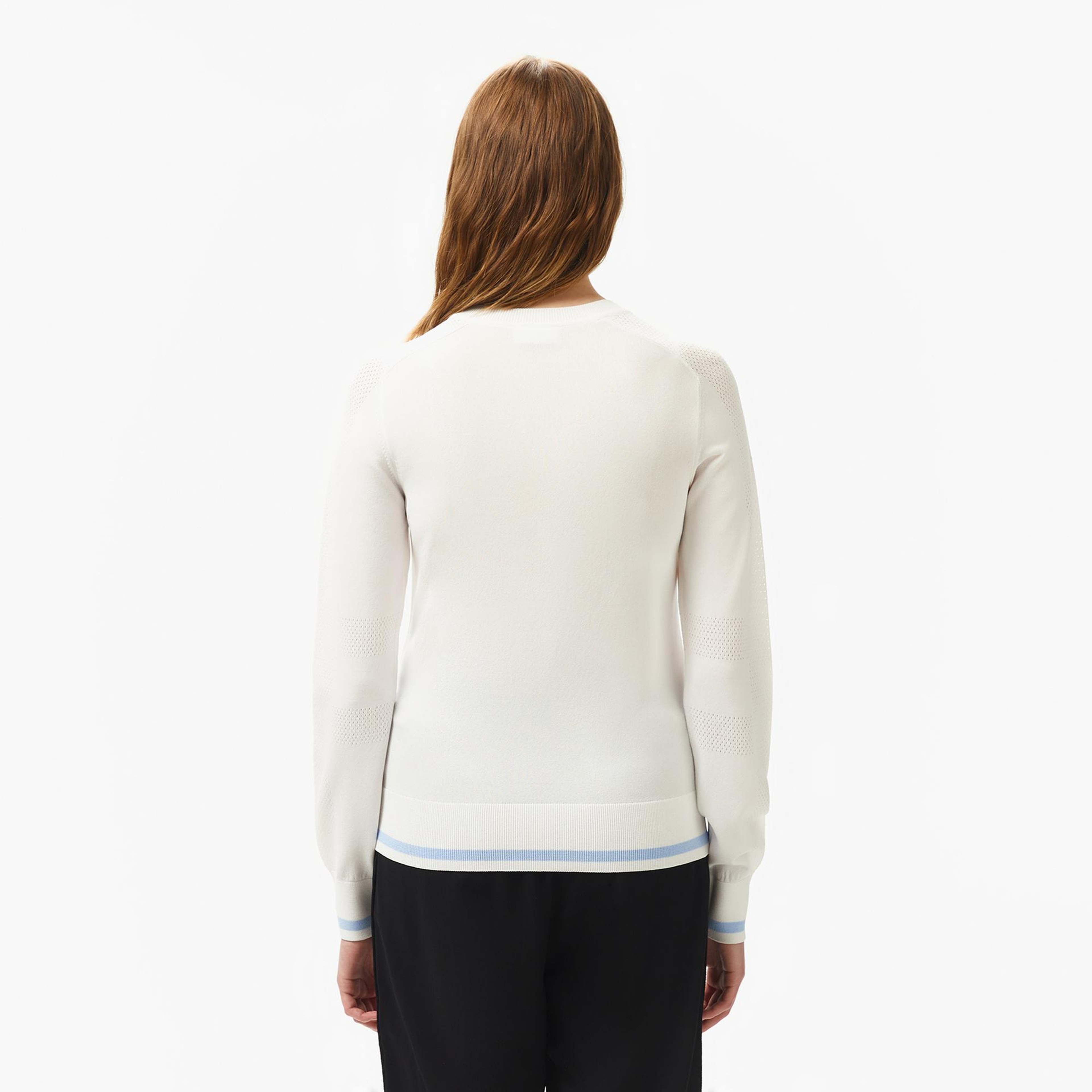 Lacoste Kadın Regular Fit Bisiklet Yaka Beyaz Triko