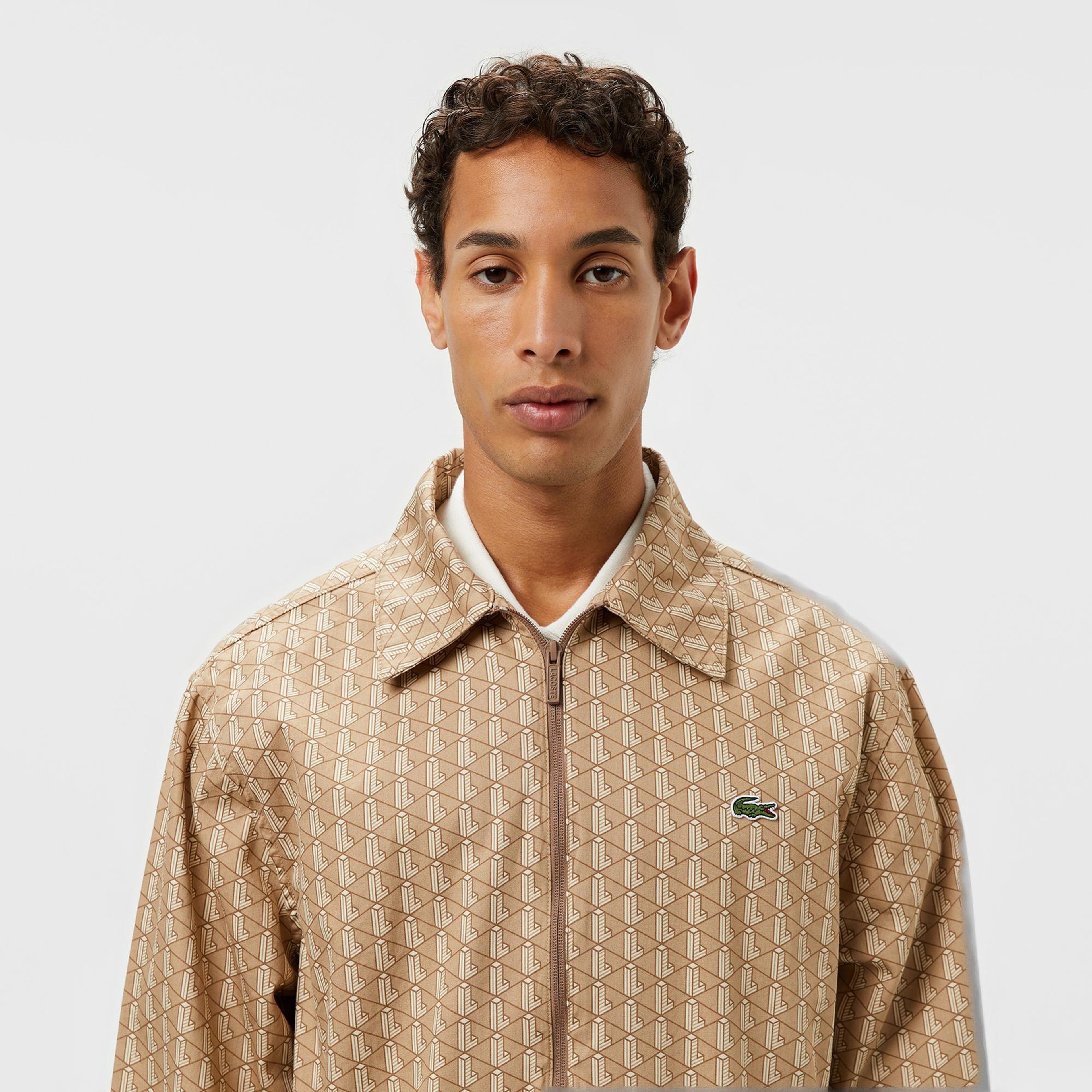 Lacoste Erkek Loose Fit Monogram Bej Ceket