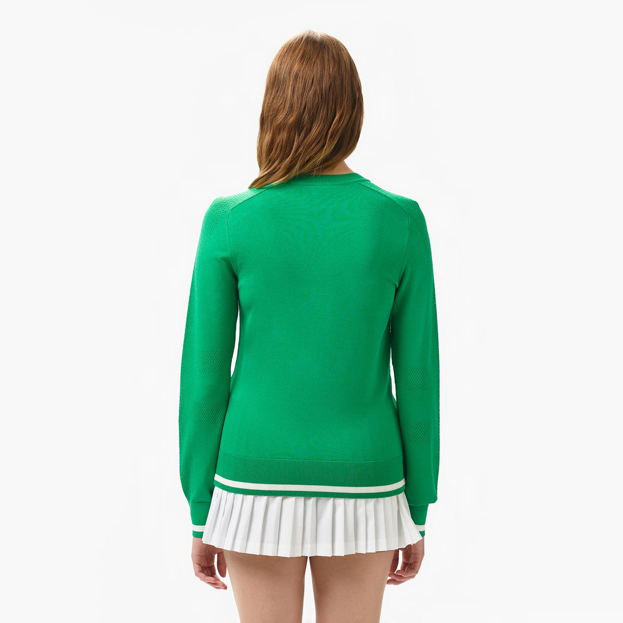 Lacoste Kadın Regular Fit Bisiklet Yaka Yeşil Triko