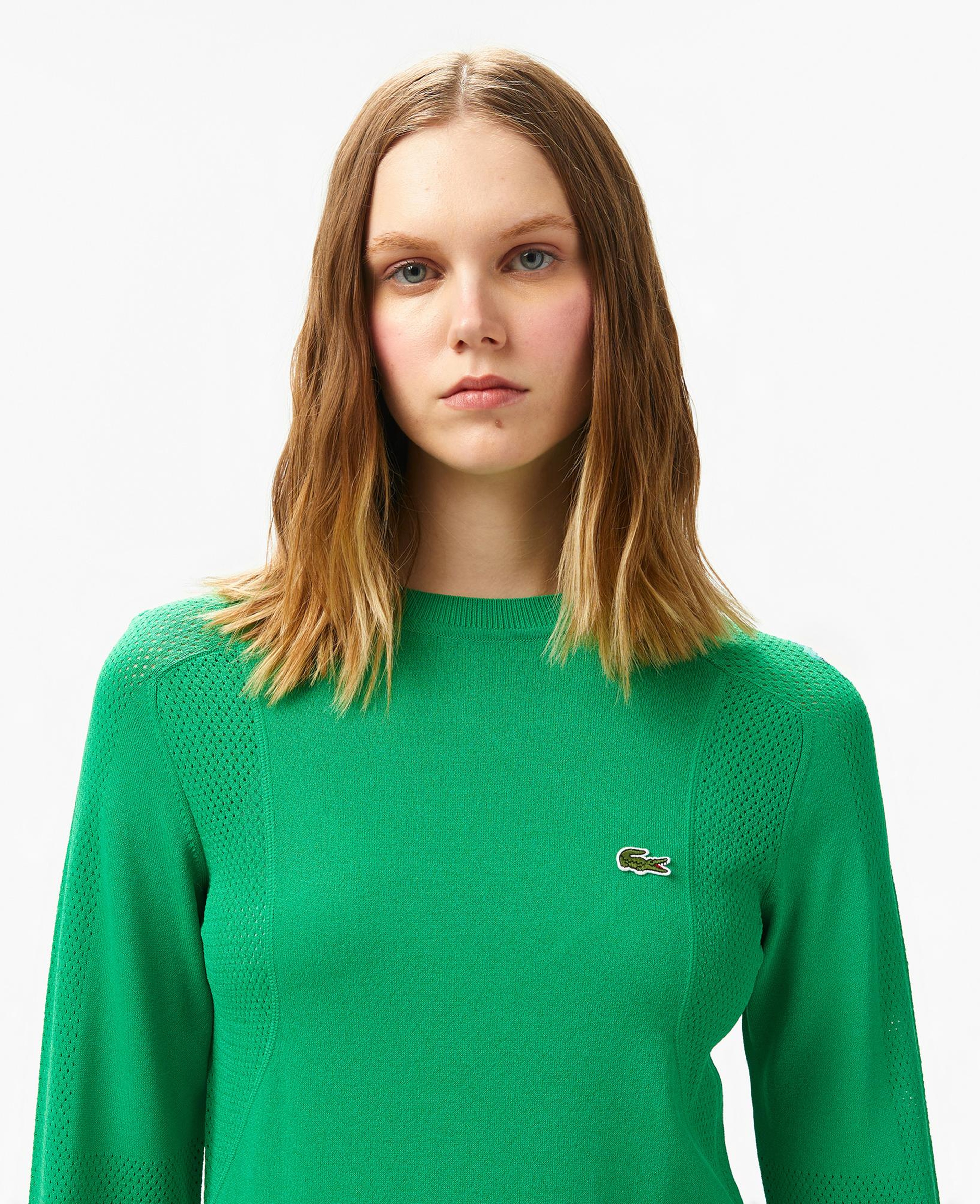 Lacoste Kadın Regular Fit Bisiklet Yaka Yeşil Triko