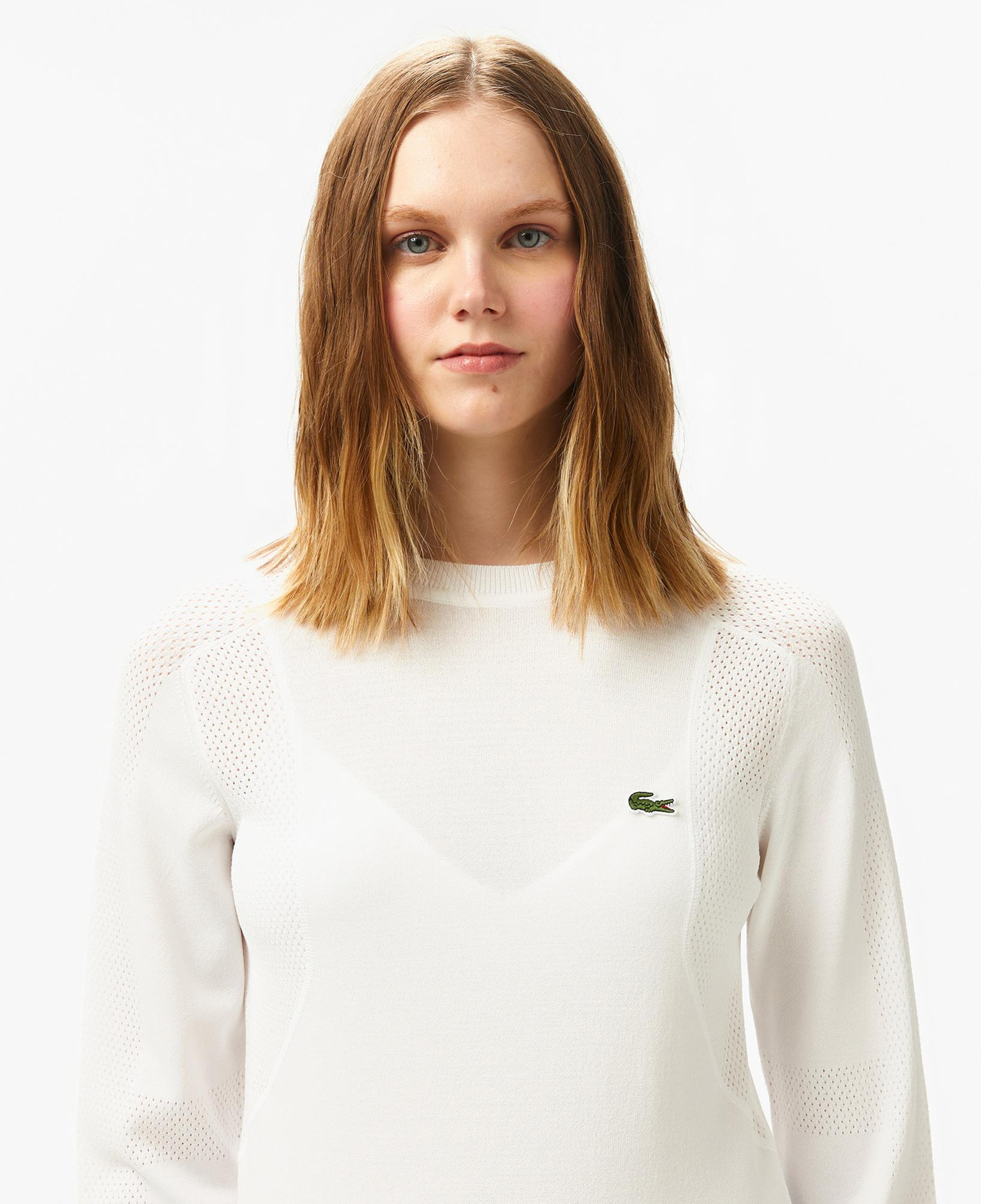 Lacoste Kadın Regular Fit Bisiklet Yaka Beyaz Triko