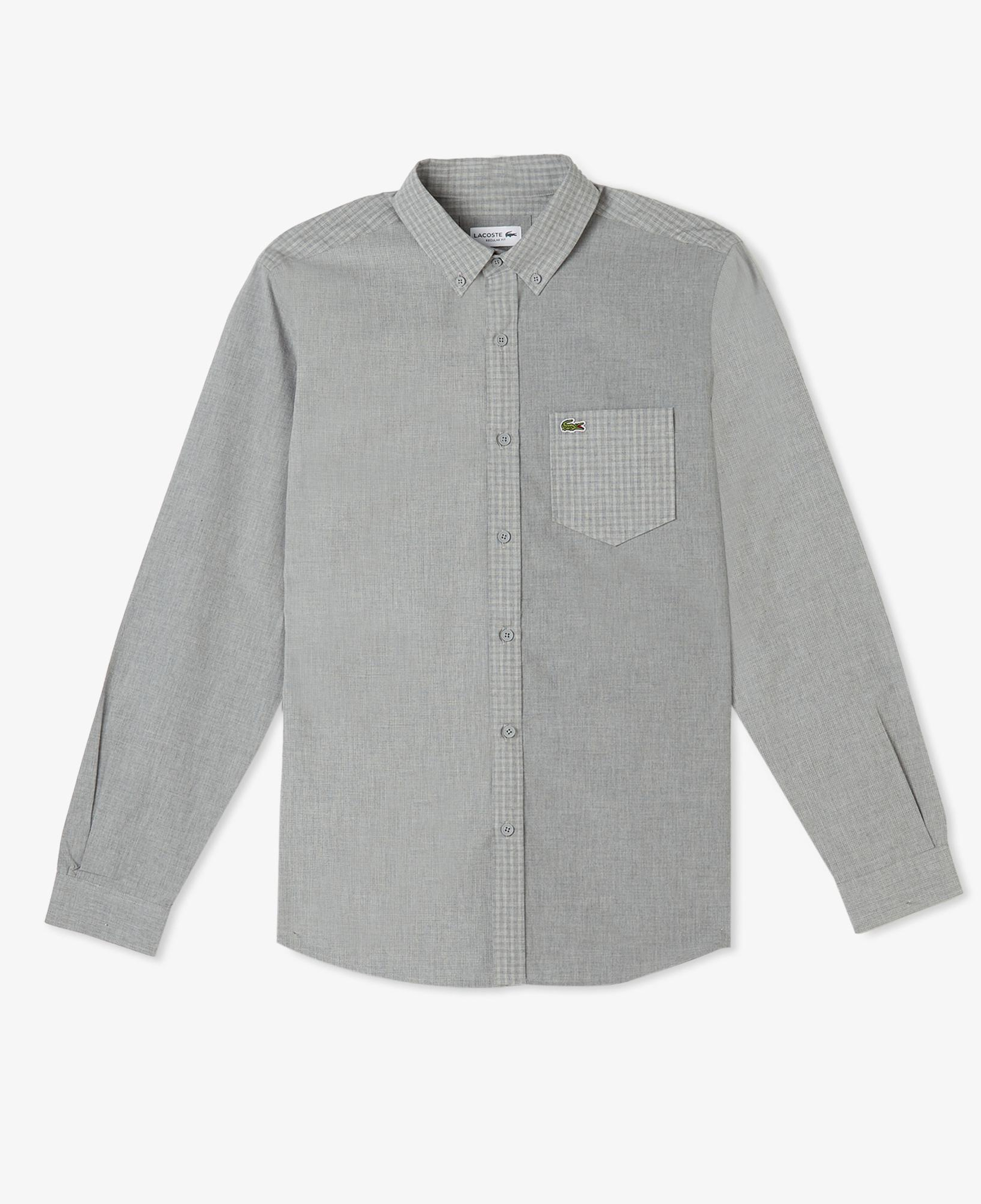 Lacoste Erkek Relaxed Fit Düğmeli Yaka Ekose Gri Gömlek