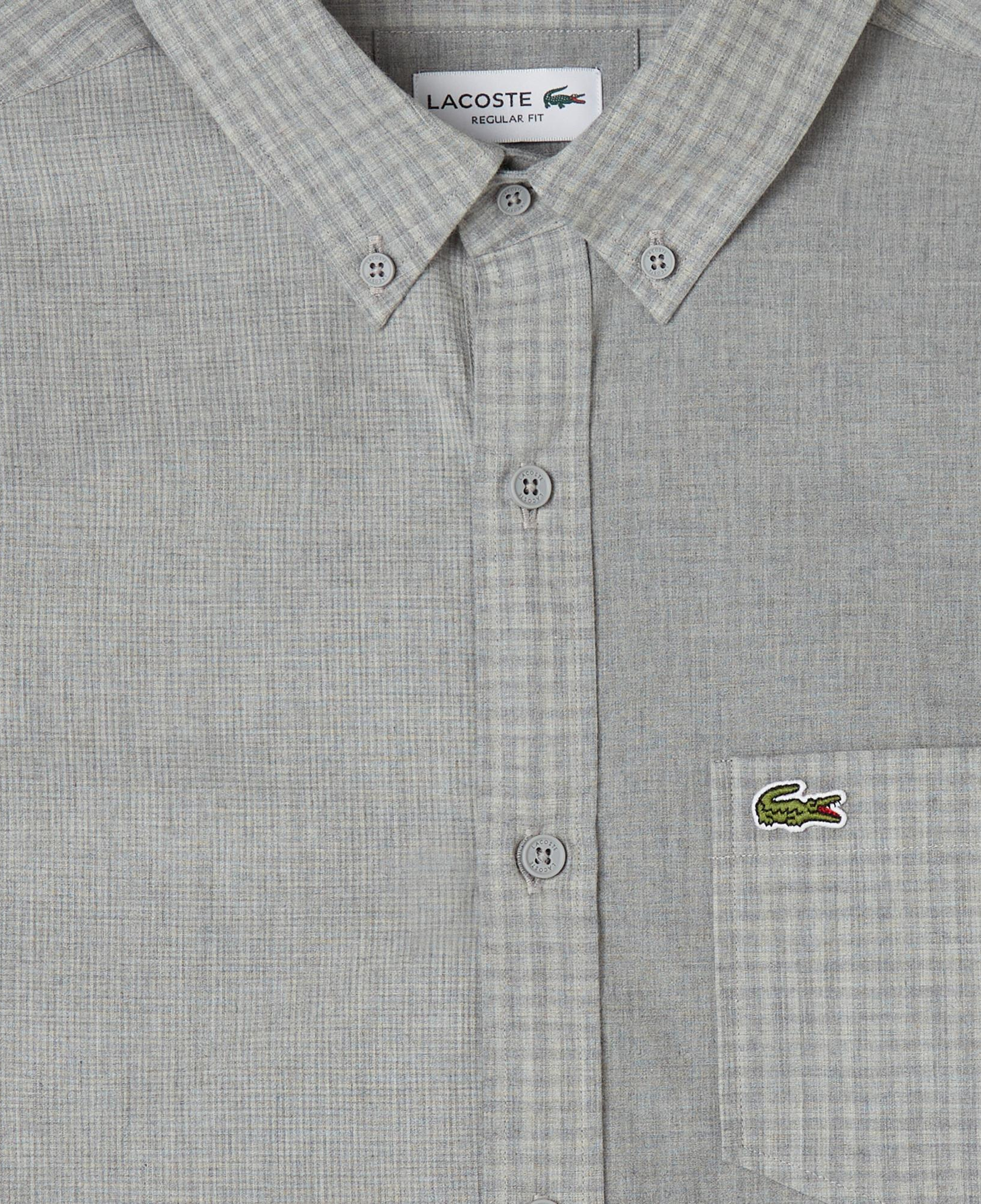 Lacoste Erkek Relaxed Fit Düğmeli Yaka Ekose Gri Gömlek