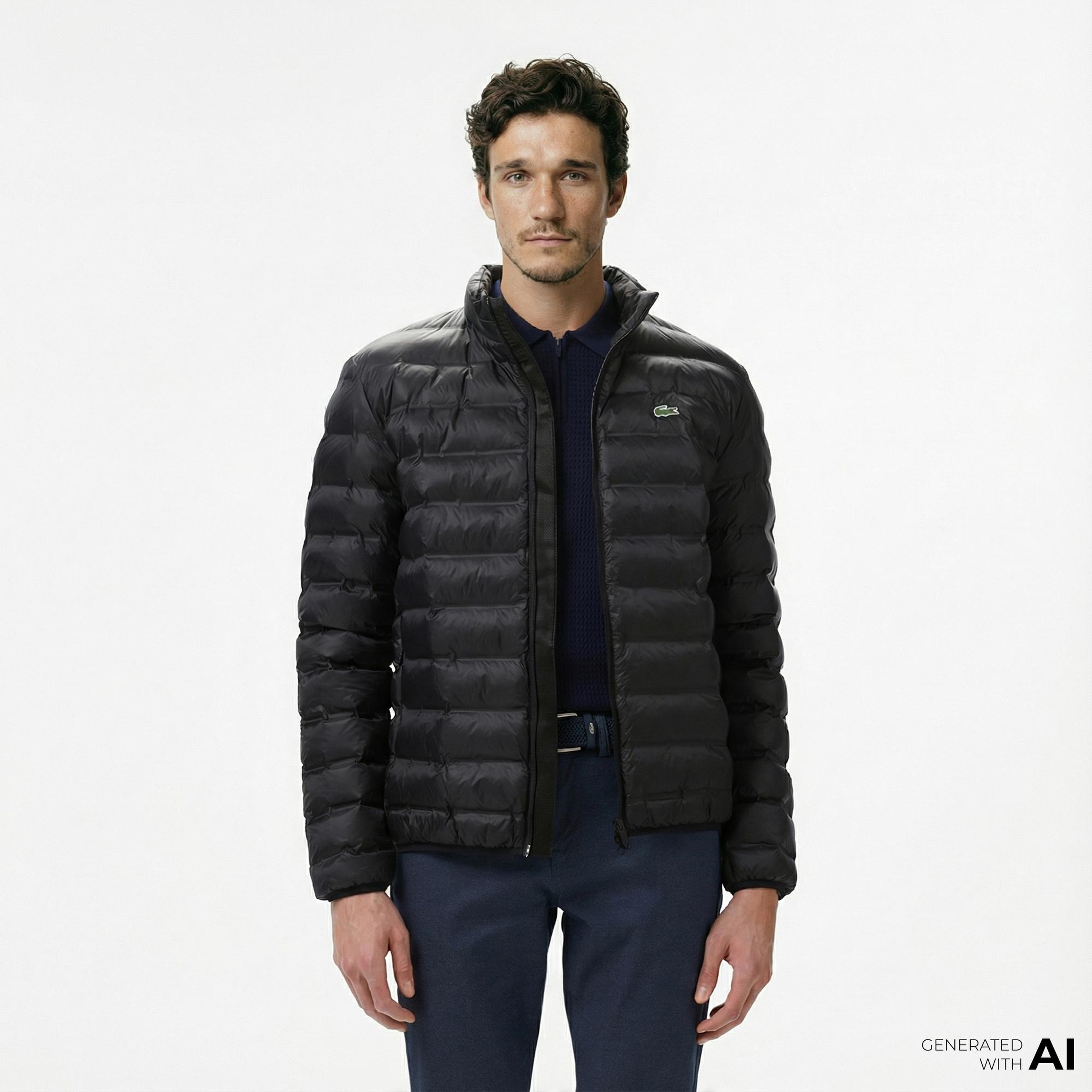 Lacoste Erkek Kapüşonlu Siyah Mont