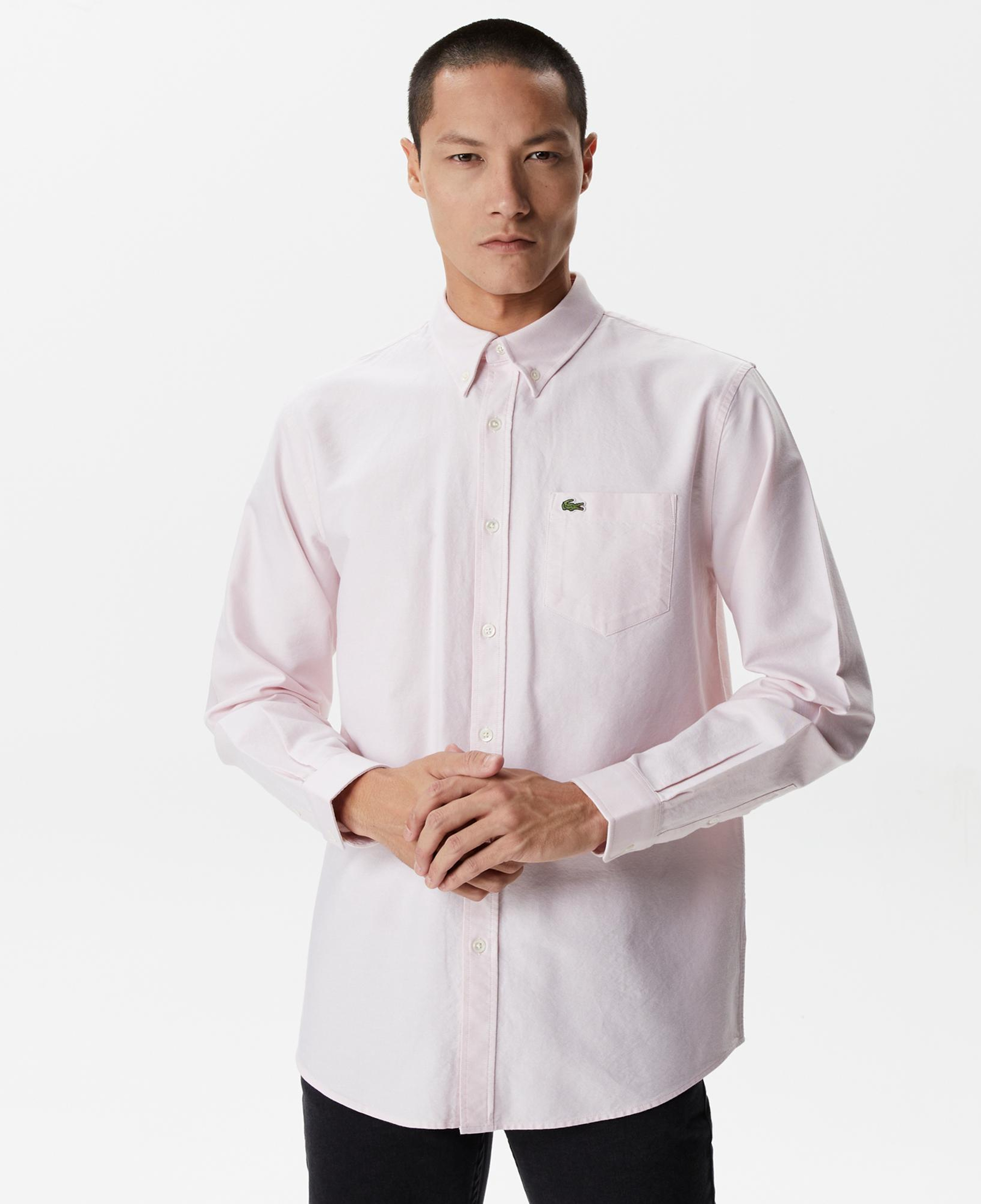 Erkek Regular Fit Düğmeli Yaka Pembe Gömlek
