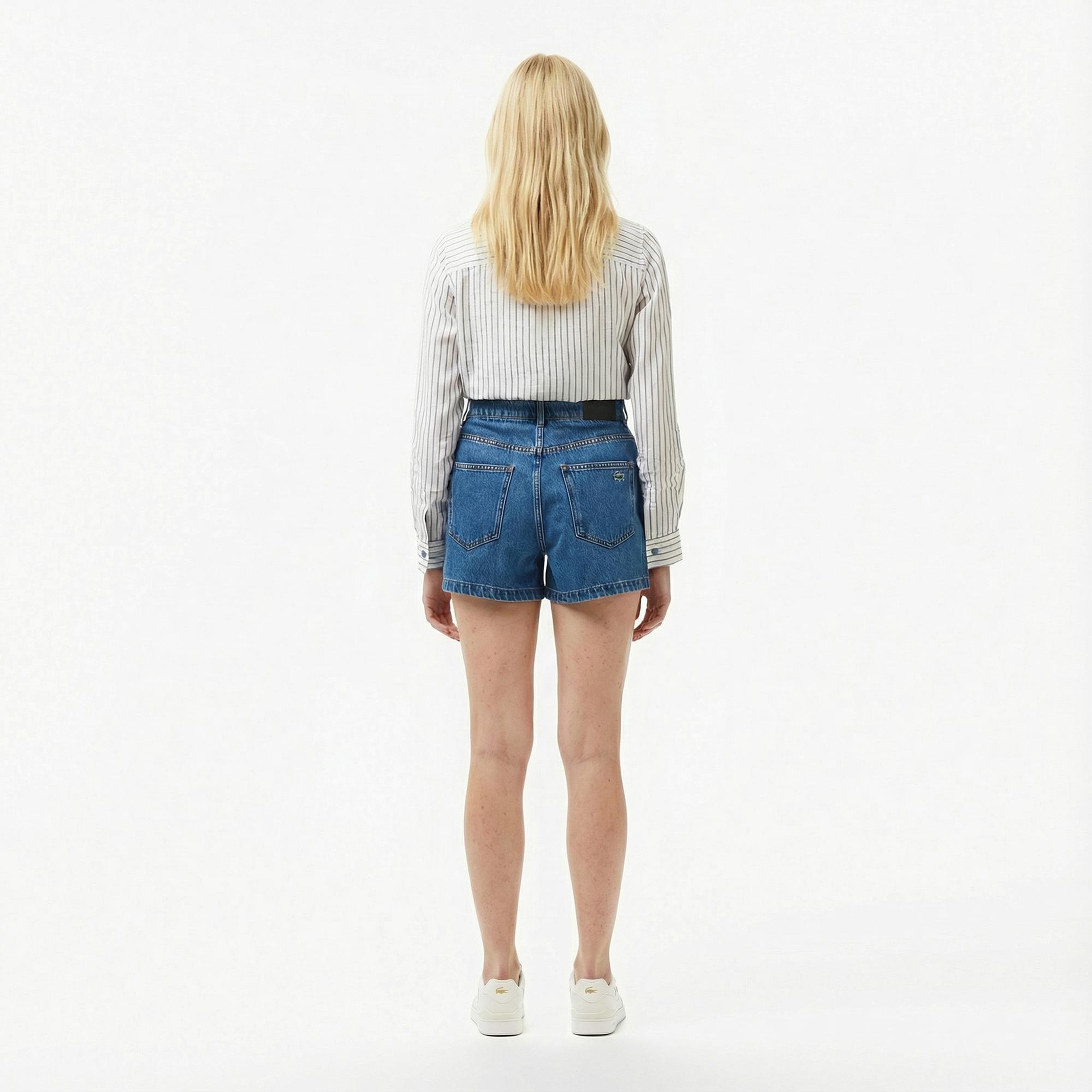 Lacoste Kadın Regular Fit Denim Koyu Mavi Şort