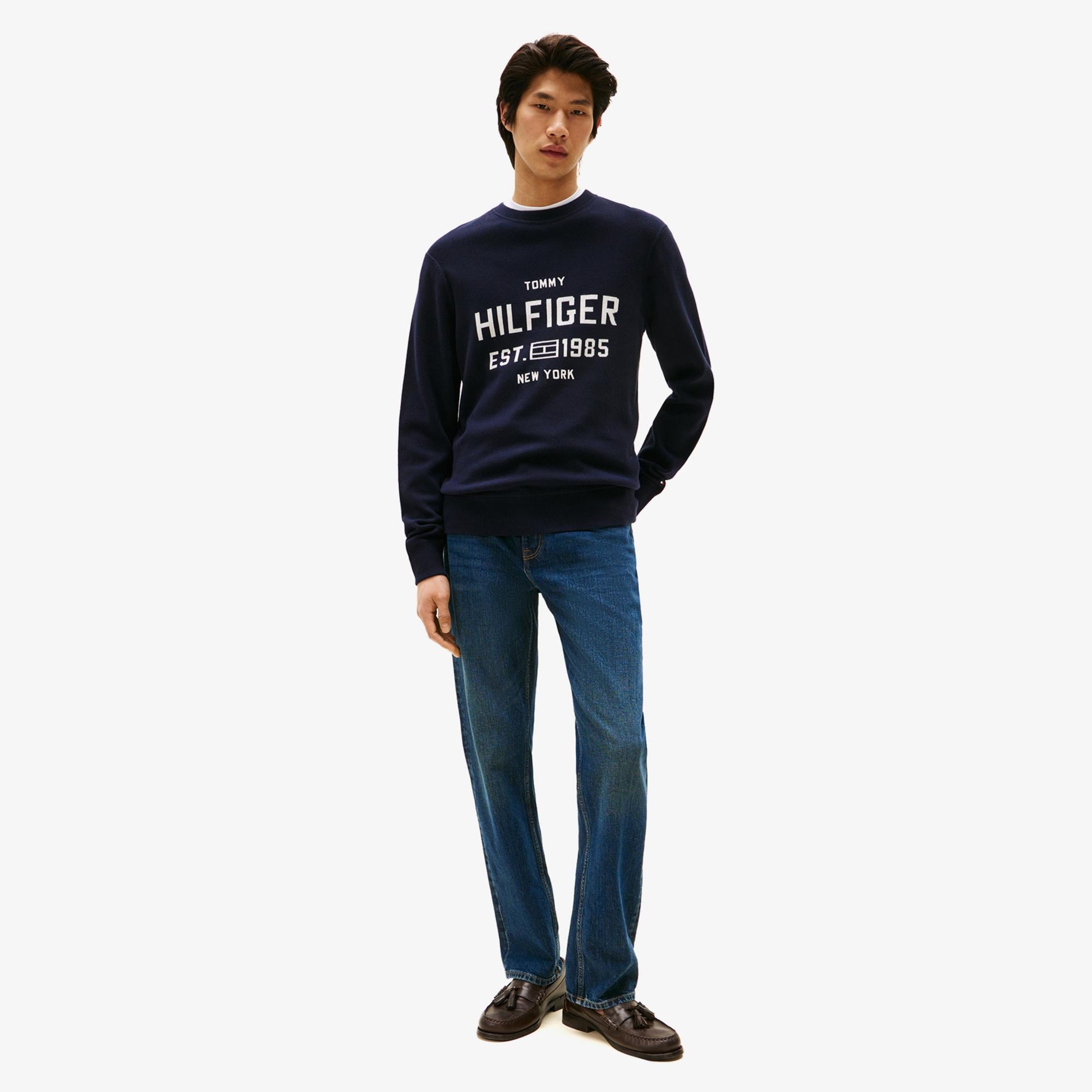 Tommy Hilfiger Athleisure Varsity Erkek Lacivert Kazak