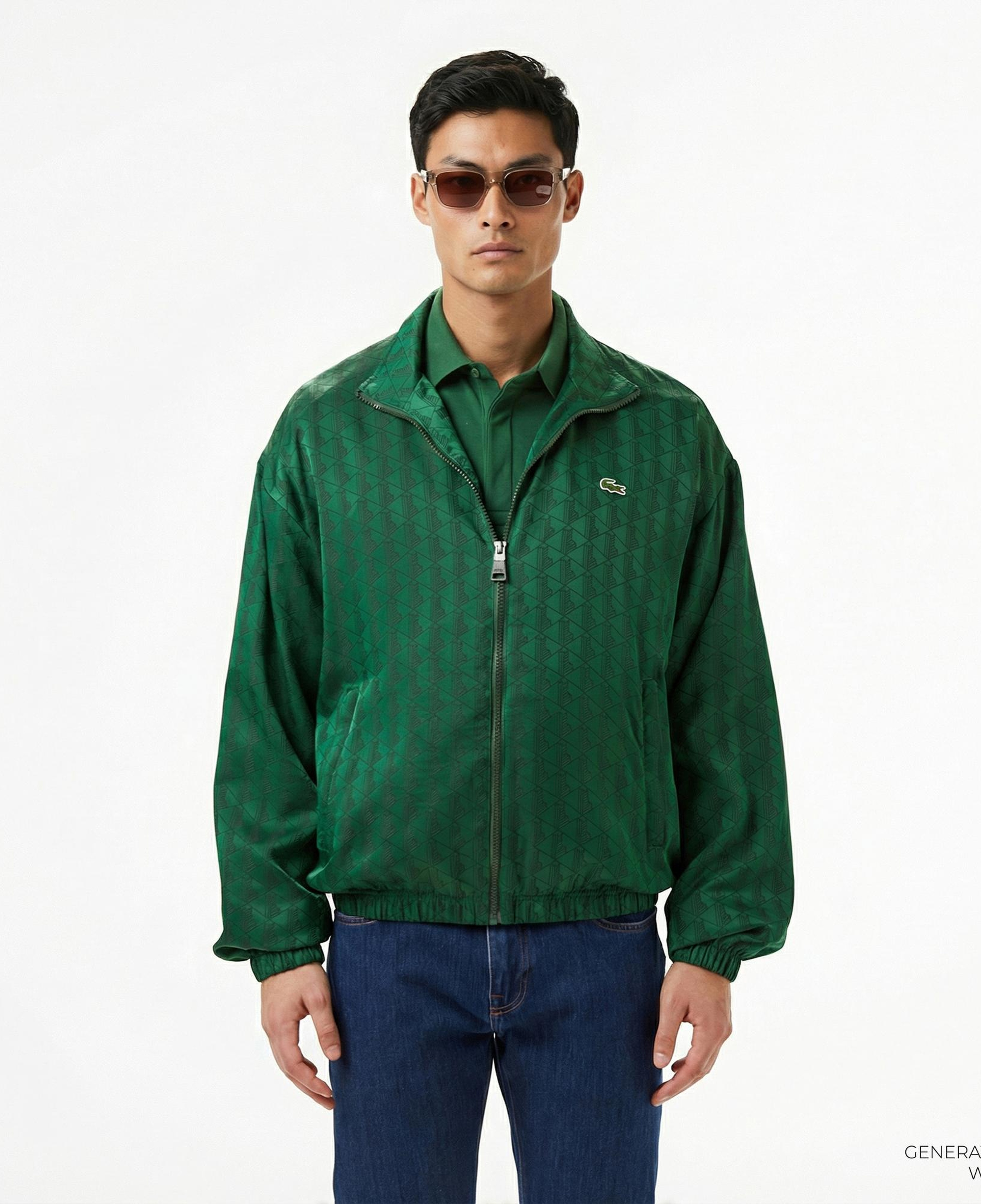 Lacoste Erkek Dik Yaka Monogram Yeşil Ceket