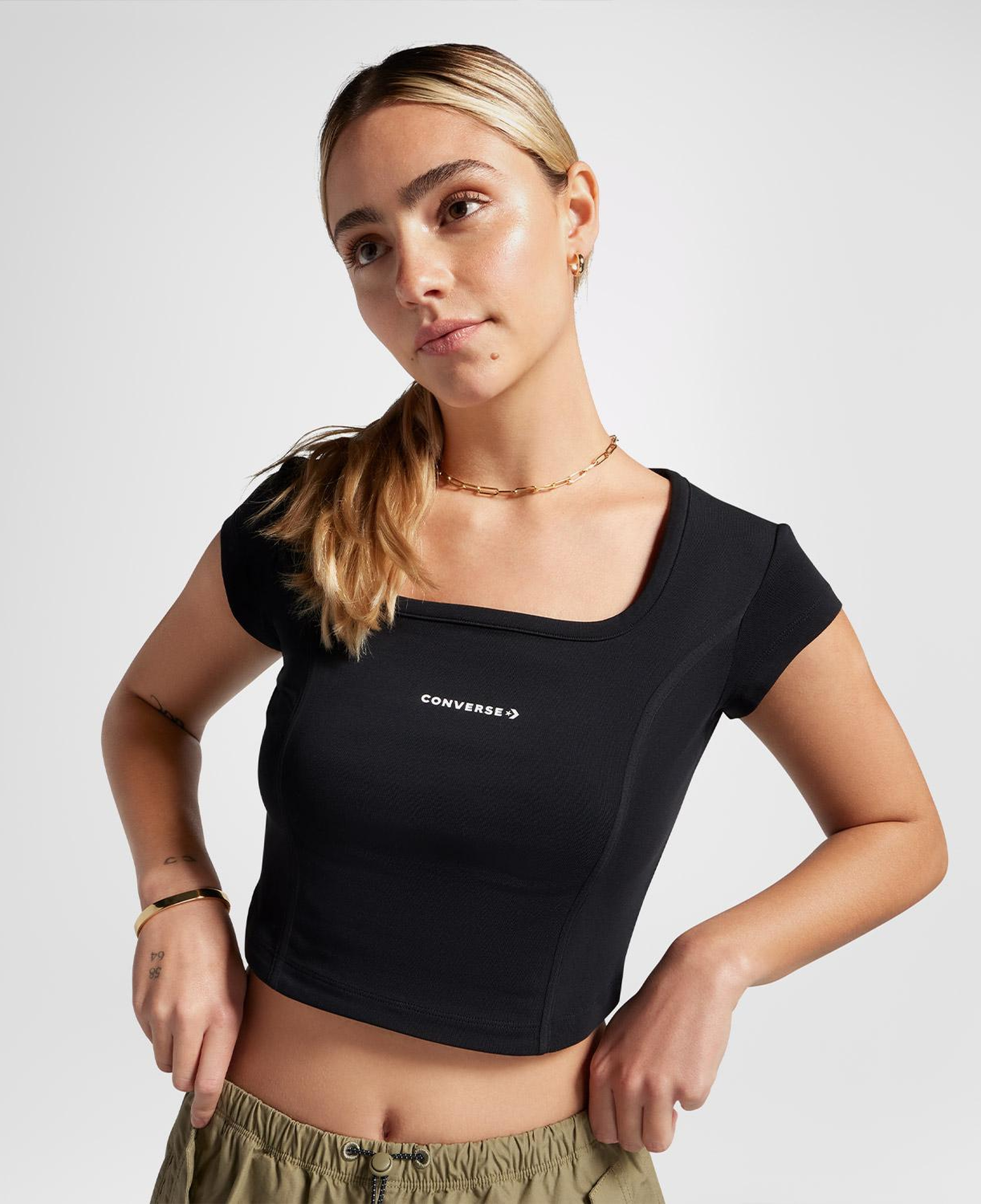 Converse Kadın Siyah Korse Top T-shirt