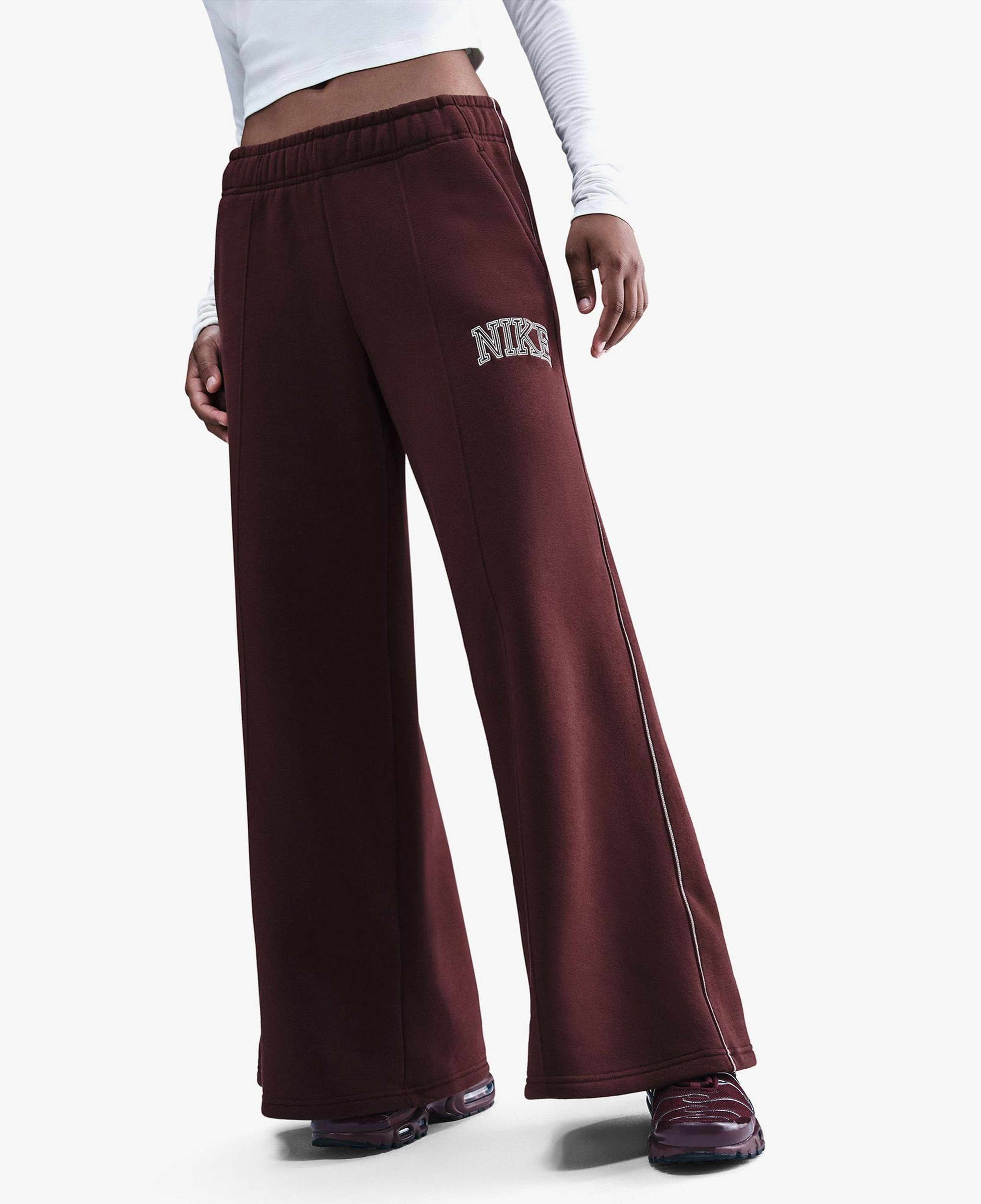 Nike Sportswear Phoenix Fleece Logo Kadın Bordo Eşofman Altı