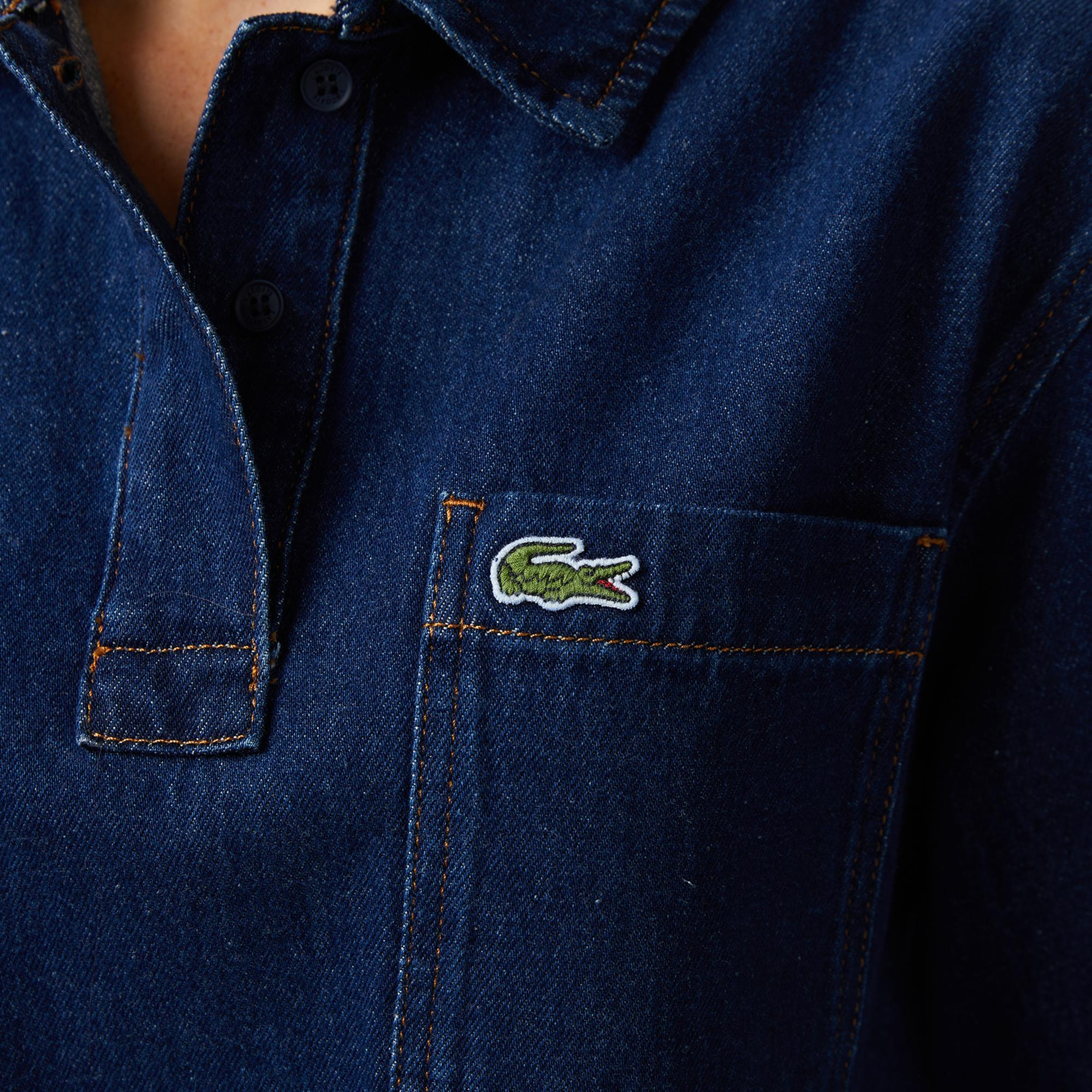 Lacoste Kadın Truvakar Kollu Polo Yaka Mavi Gömlek