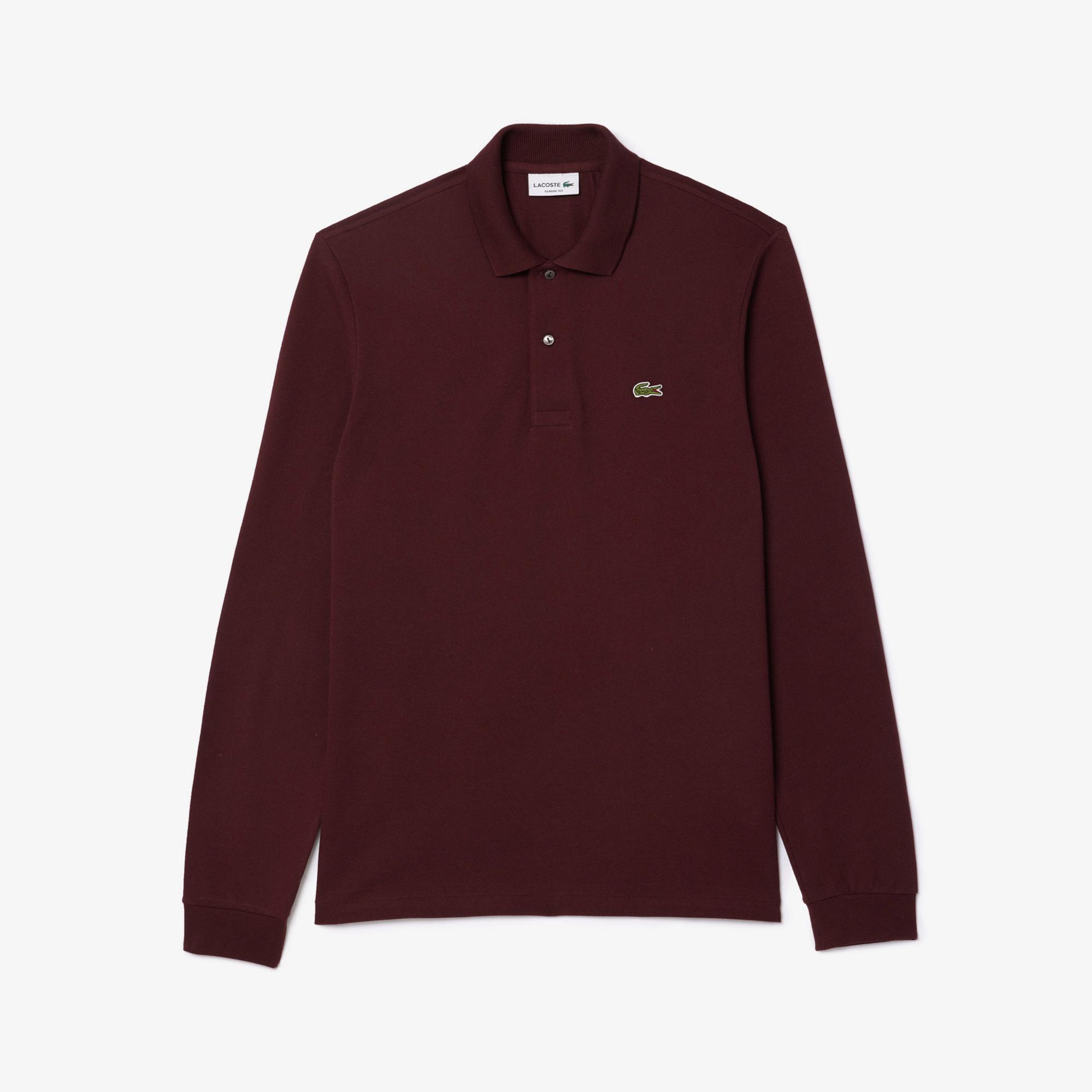 Lacoste L.12.12 Erkek Classic Fit Uzun Kollu Bordo Polo