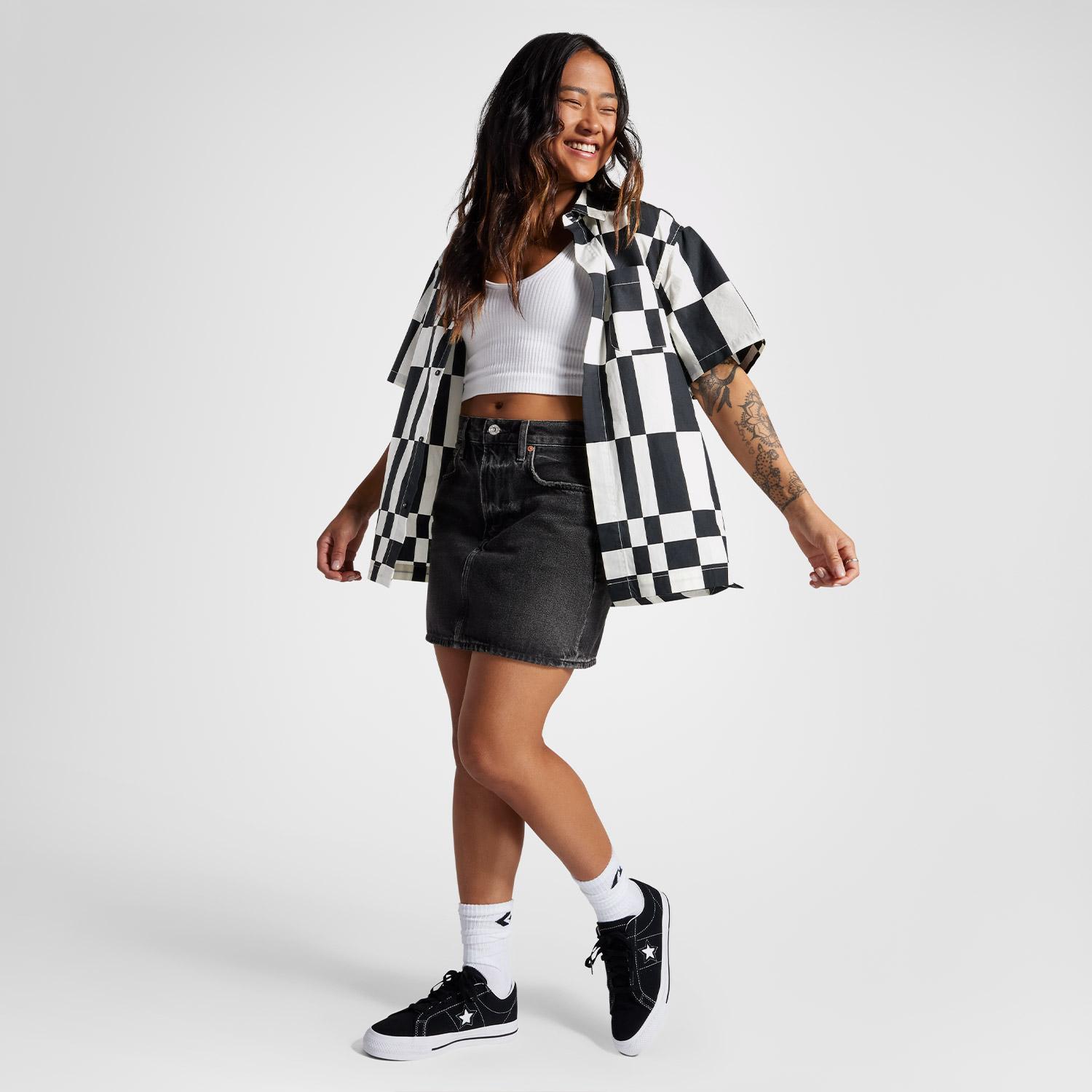 Converse Desenli Kadın Renkli Gömlek